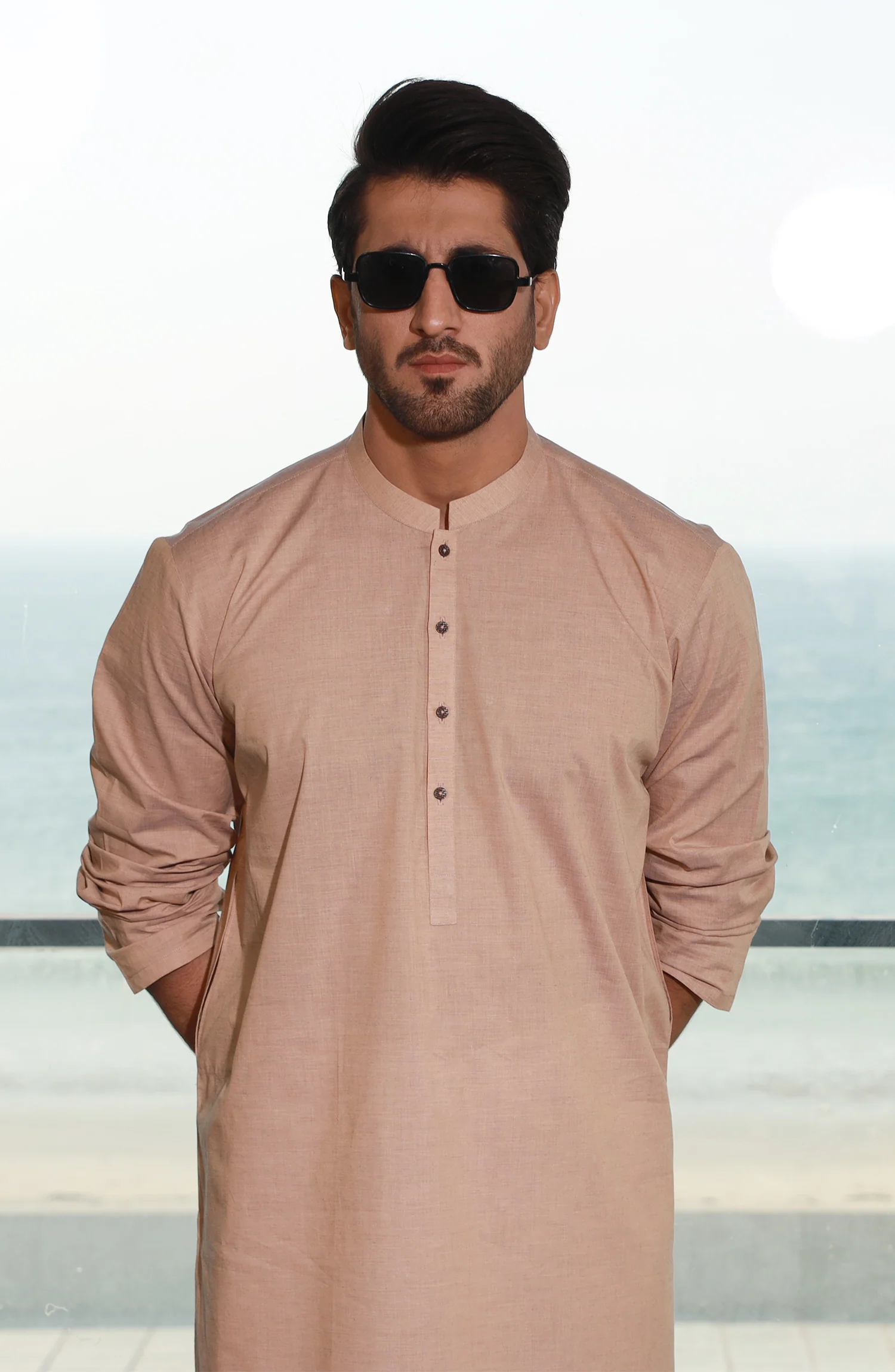 SUMMER'23 MEN KURTA BASIC KHAKI - Image 2