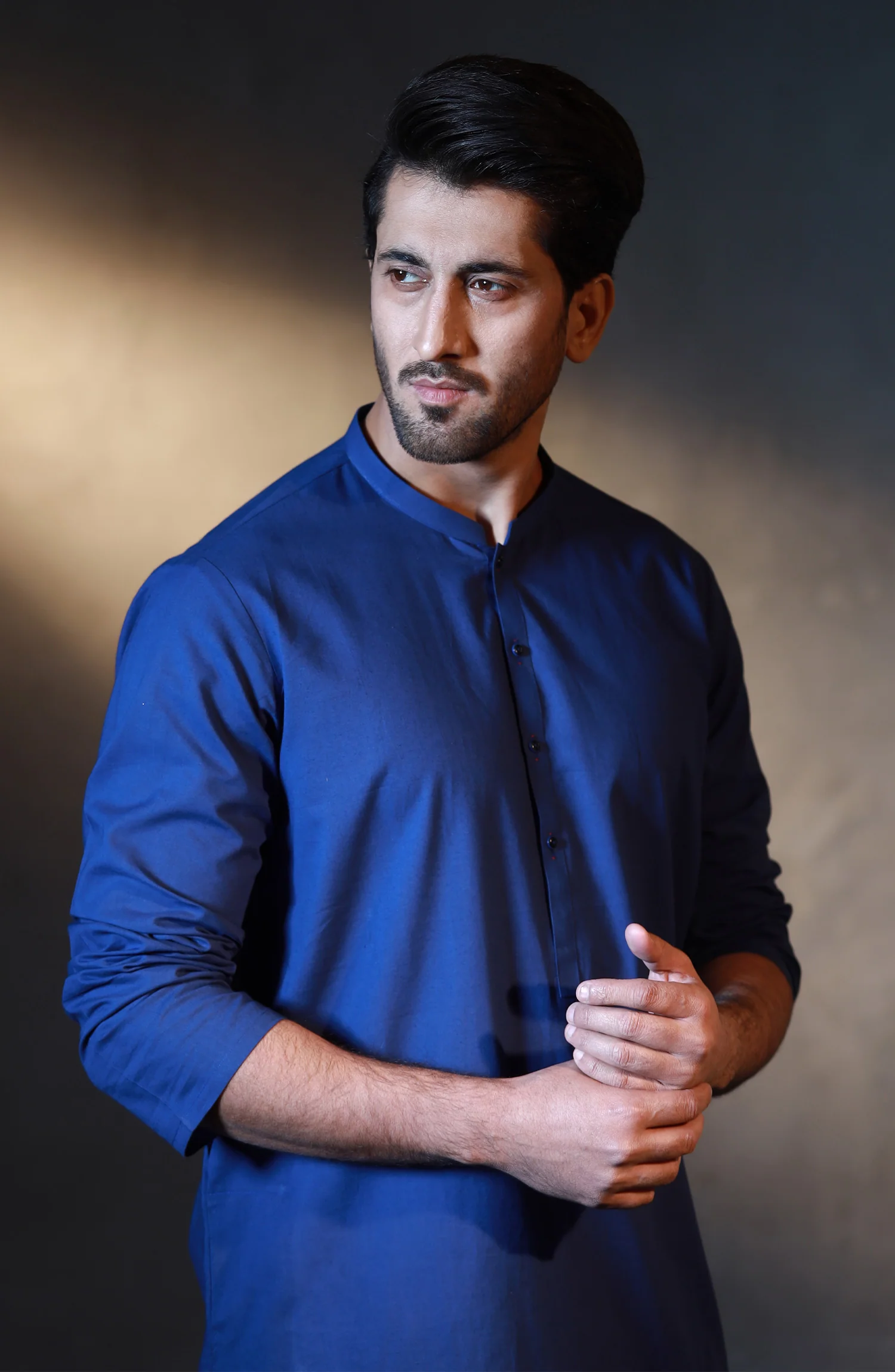 SUMMER'23 MEN KURTA PLAIN BLUE - Image 2