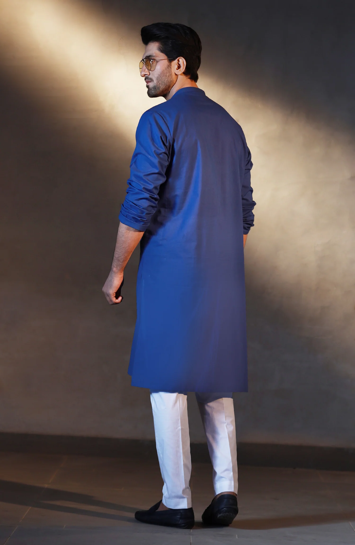 SUMMER'23 MEN KURTA PLAIN BLUE - Image 3
