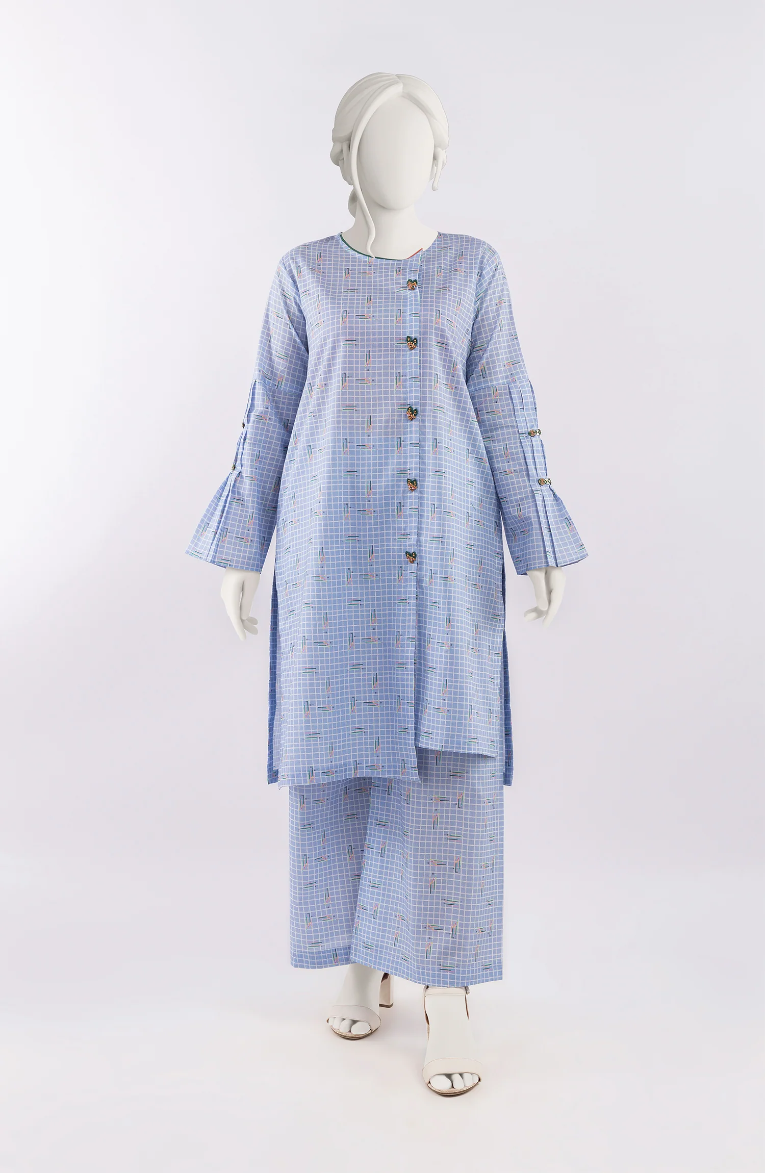 SUMMER'23 PRINTED TECHNICOLOR STITCHED 2PC SUIT
