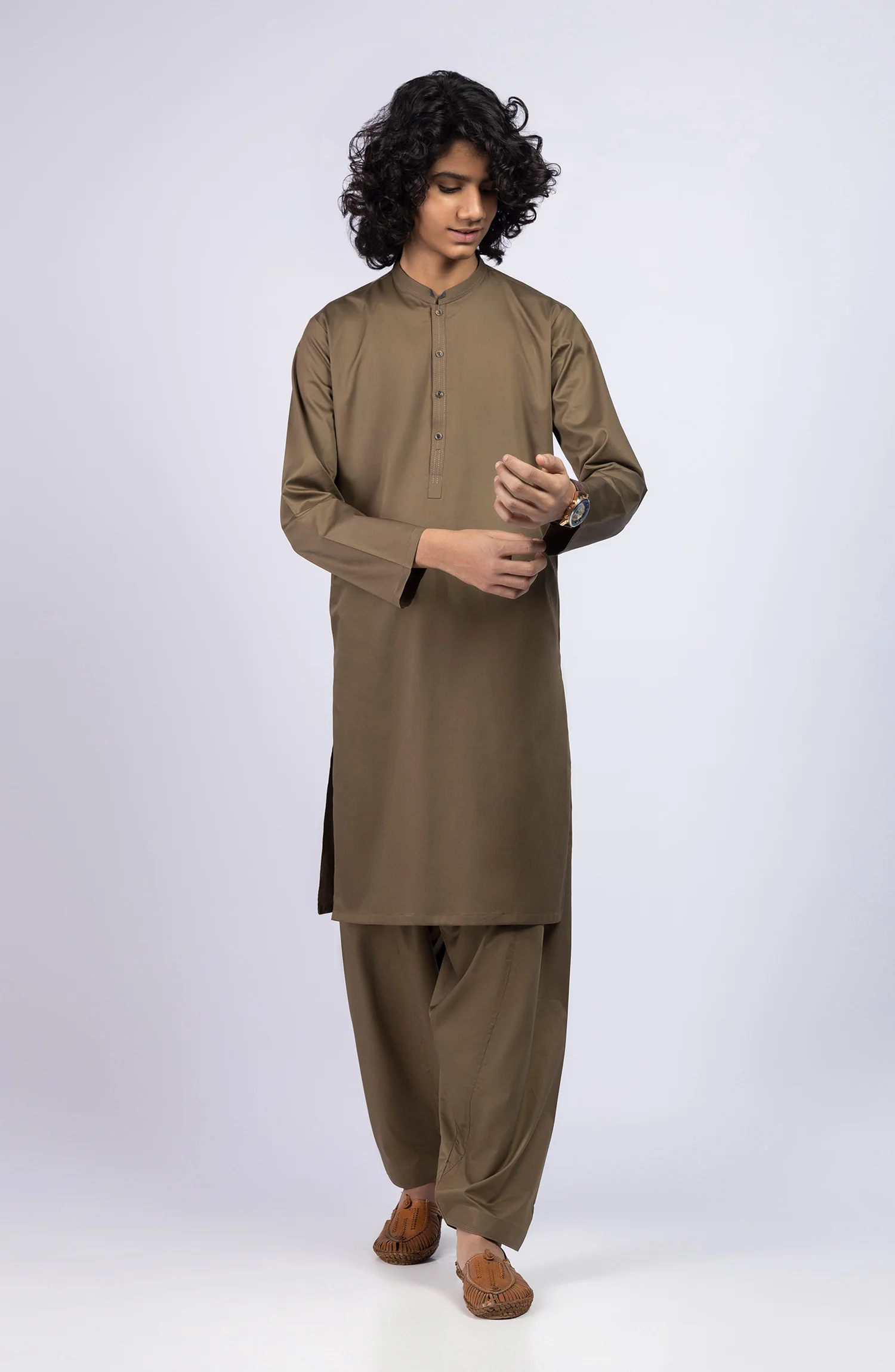 SUMMER'23 TEENS KAMEEZ SHALWAR SEMI FORMAL BROWN - Image 2