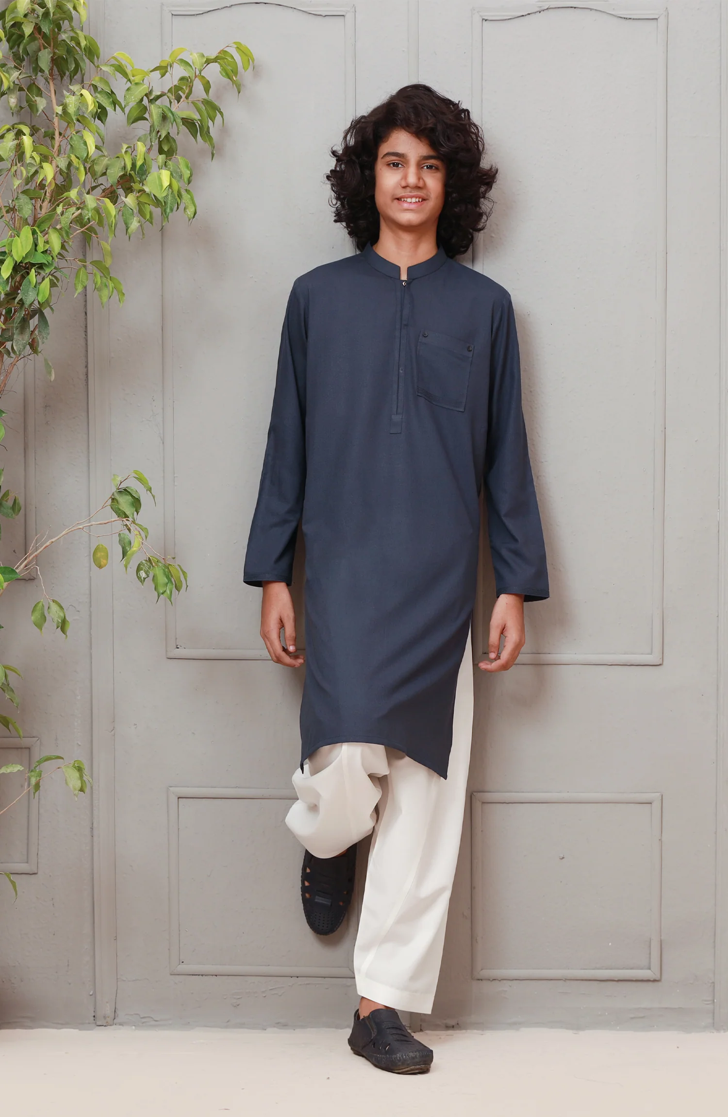 SUMMER'23 TEENS KURTA CASUAL CHARCOAL - Image 3