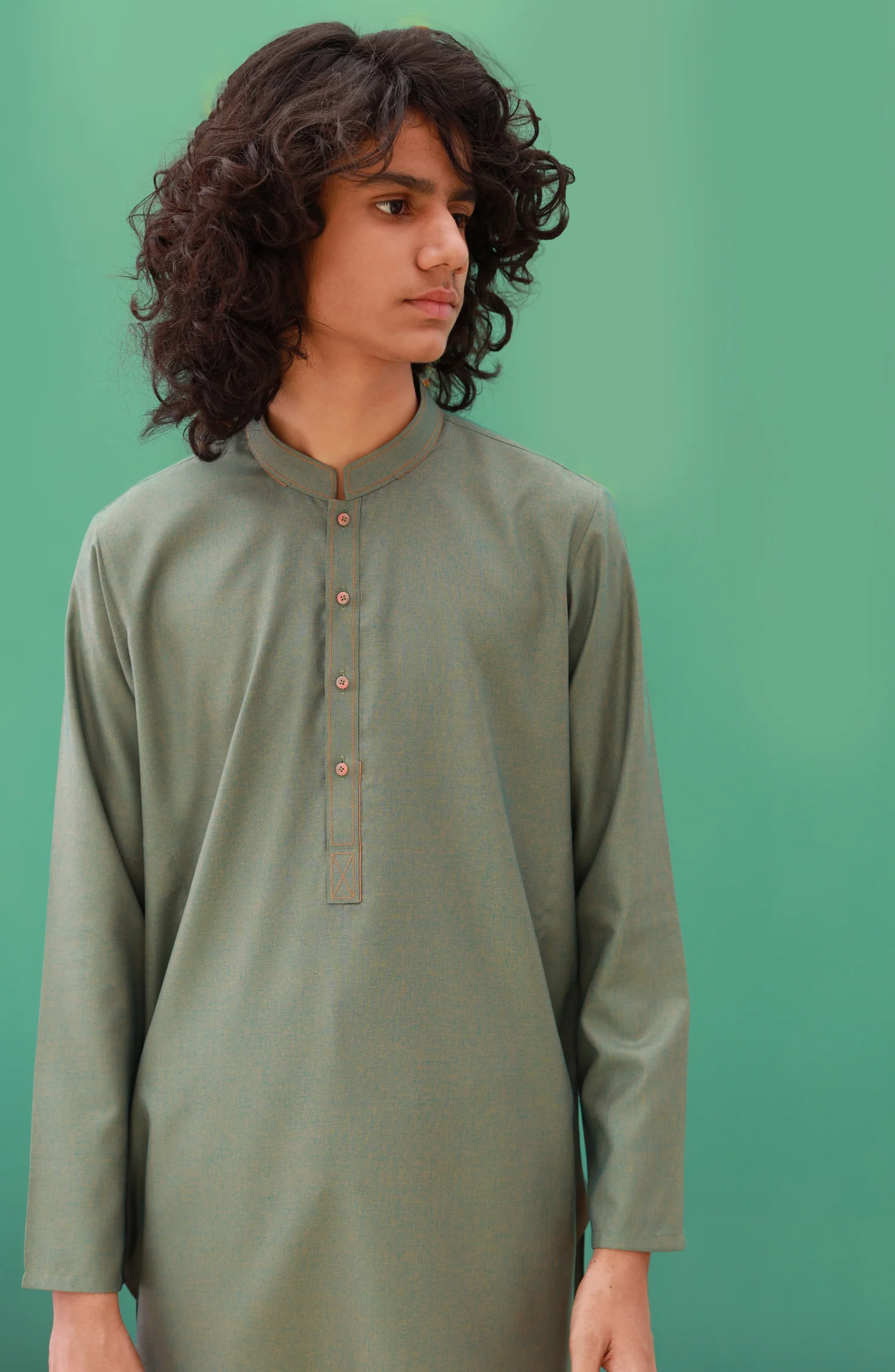 SUMMER'23 TEENS KURTA PAJAMA CASUAL GREEN - Image 2