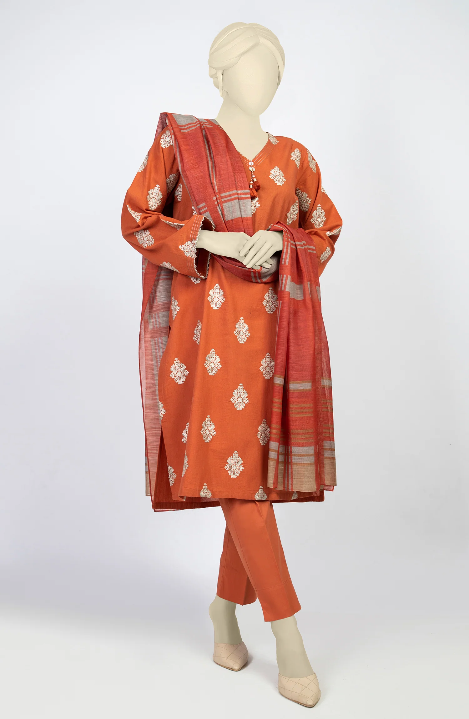 SUMMER'23 ZIBA EMBROIDERED SOLID DYED 3PC UNSTITCHED