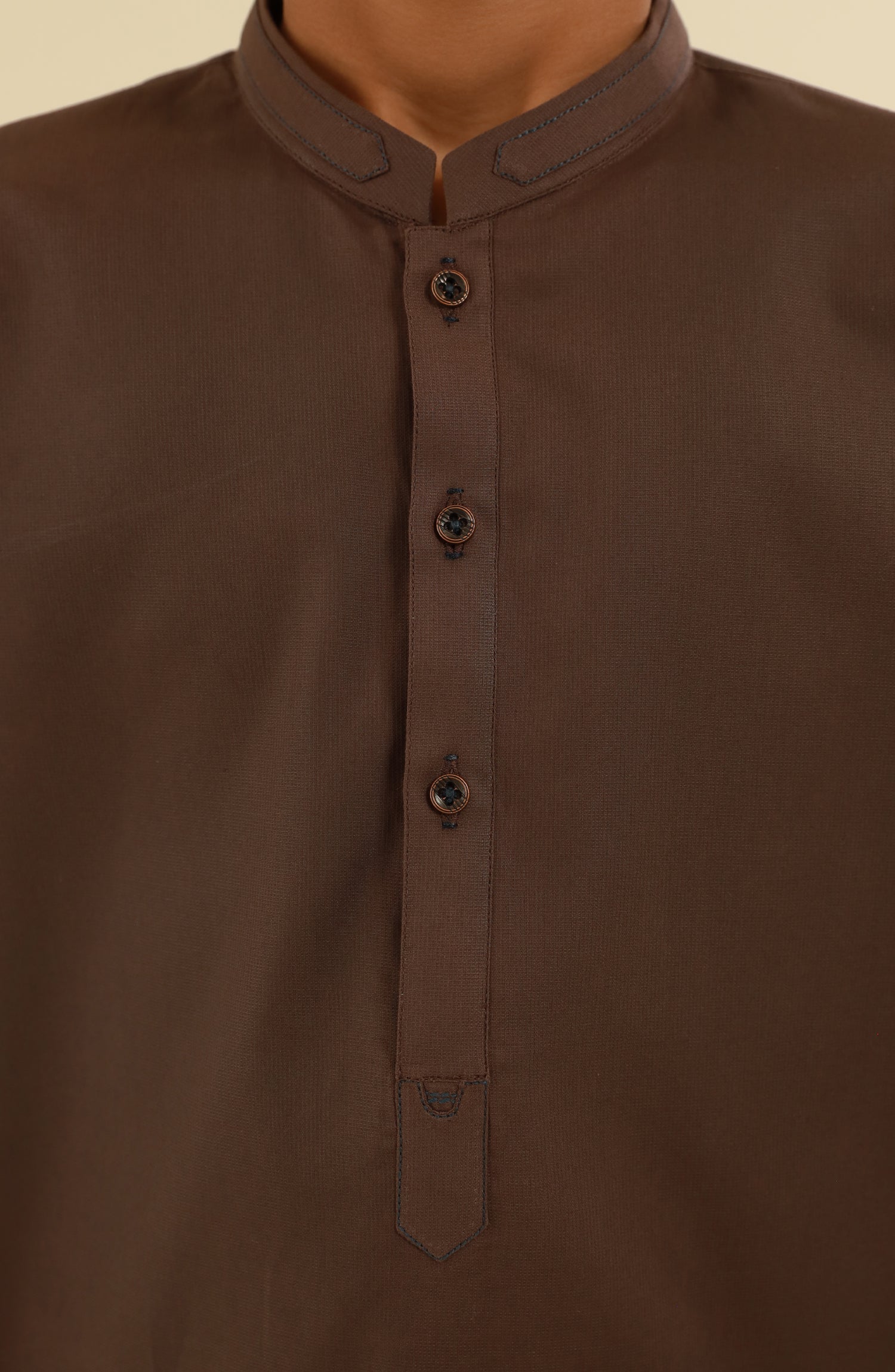 SUMMER'25 BOYS CASUAL KURTA CHOCOLATE - Image 4