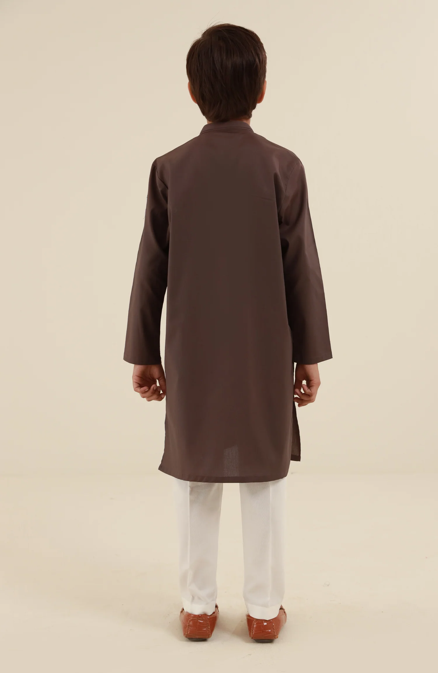 SUMMER'25 BOYS CASUAL KURTA CHOCOLATE - Image 5