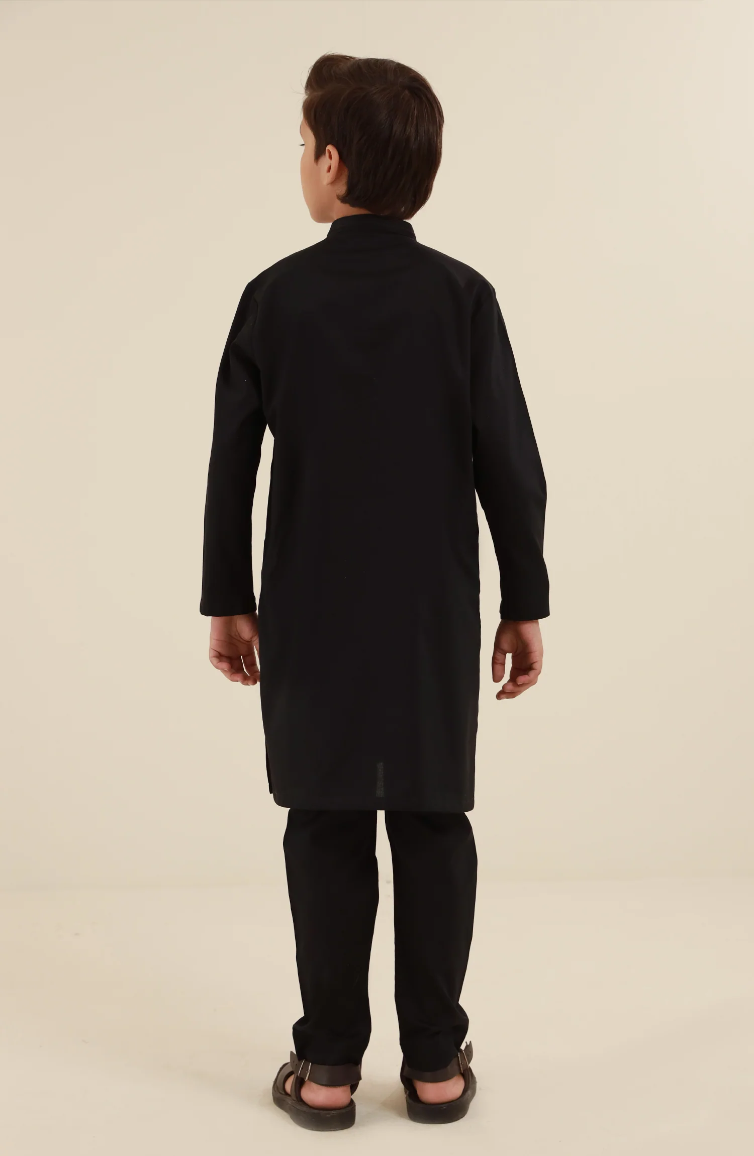 SUMMER'25 BOYS CASUAL KURTA PAJAMA BLACK - Image 5