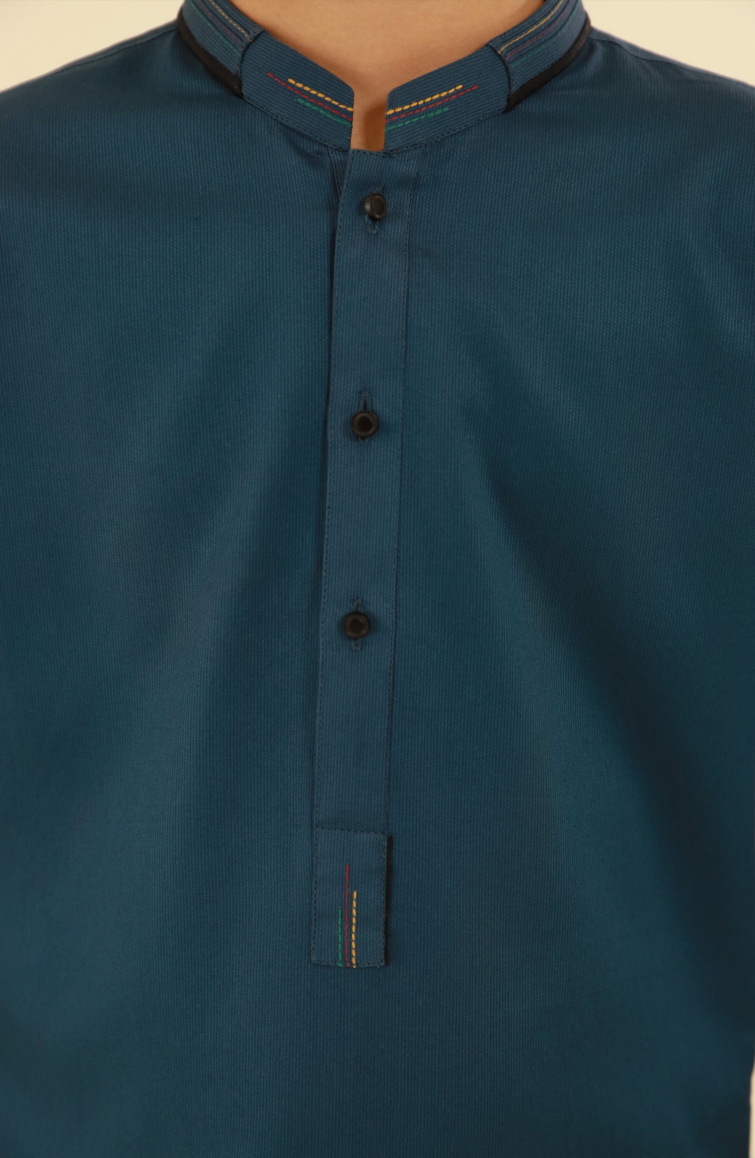 SUMMER'25 BOYS CASUAL KURTA PAJAMA TEAL BLUE - Image 4