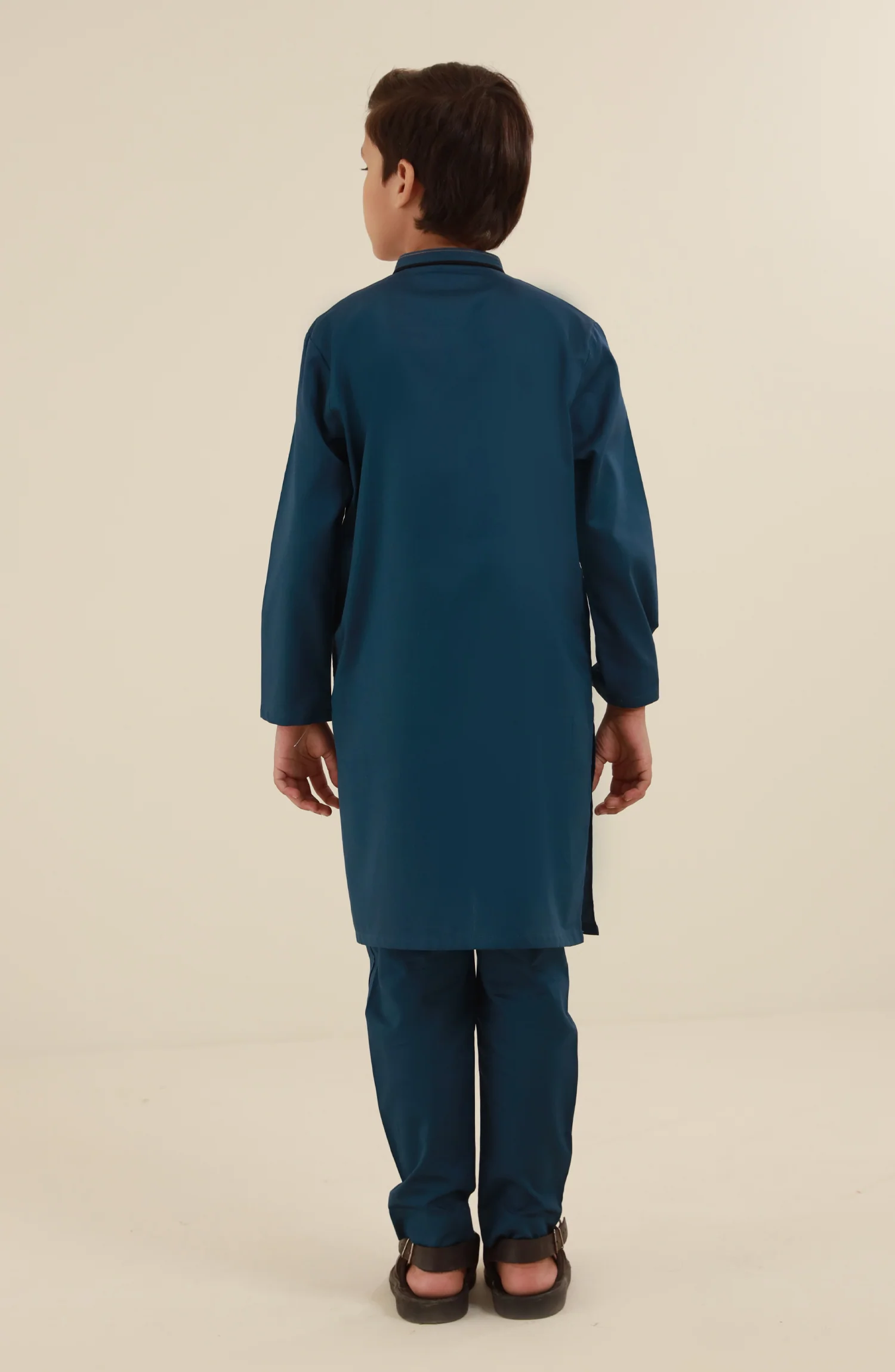 SUMMER'25 BOYS CASUAL KURTA PAJAMA TEAL BLUE - Image 5
