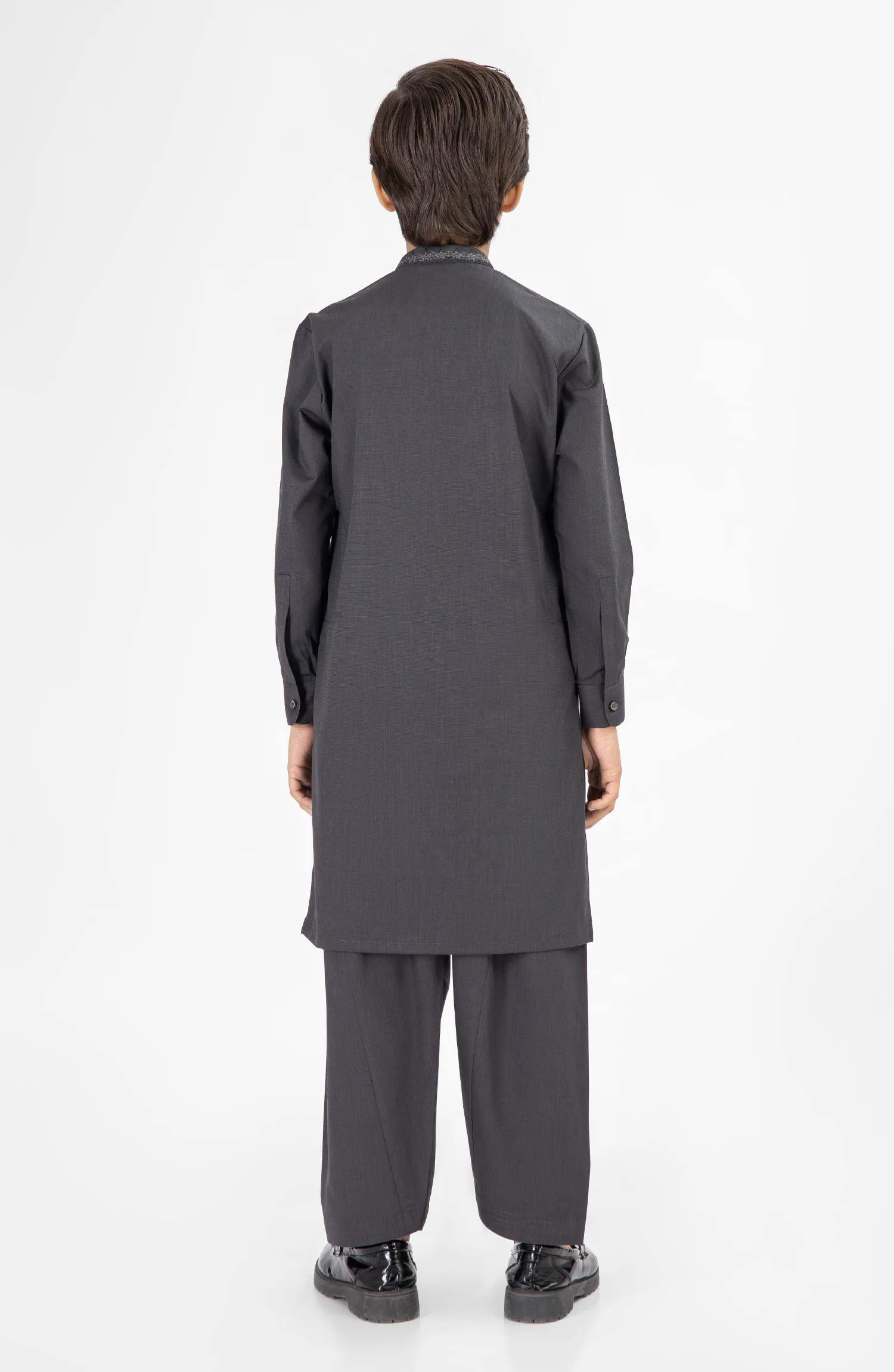 SUMMER'25 BOYS EMBROIDERED KAMEEZ SHALWAR CHARCOAL - Image 5