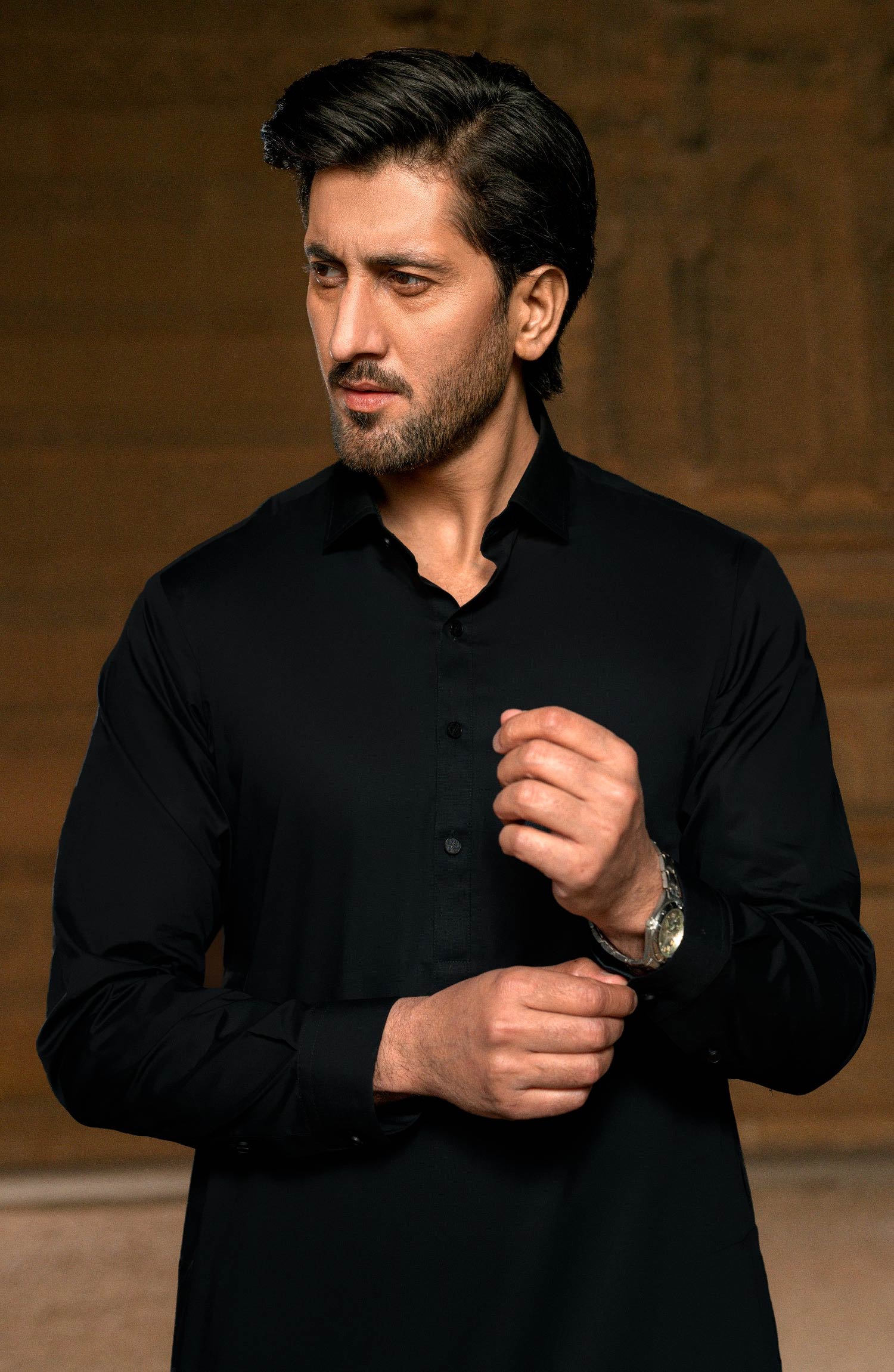 SUMMER'25 MEN KAMEEZ SHALWAR BLACK - Image 2