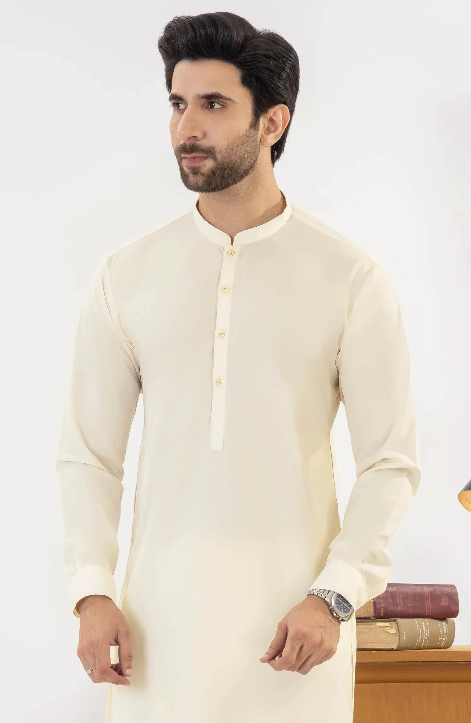 SUMMER'25 MEN KAMEEZ SHALWAR CREAM - Image 2