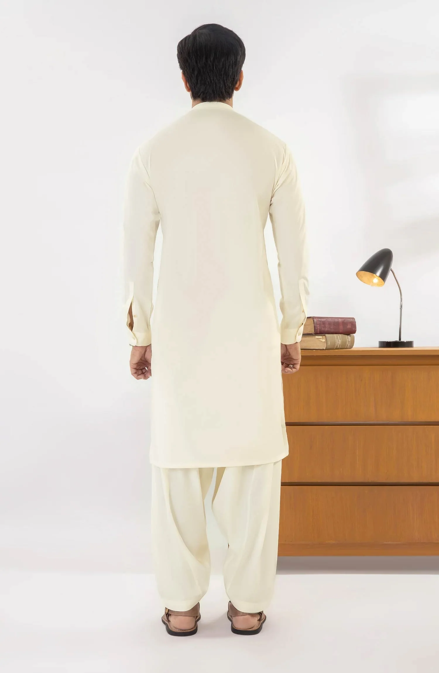 SUMMER'25 MEN KAMEEZ SHALWAR CREAM - Image 4