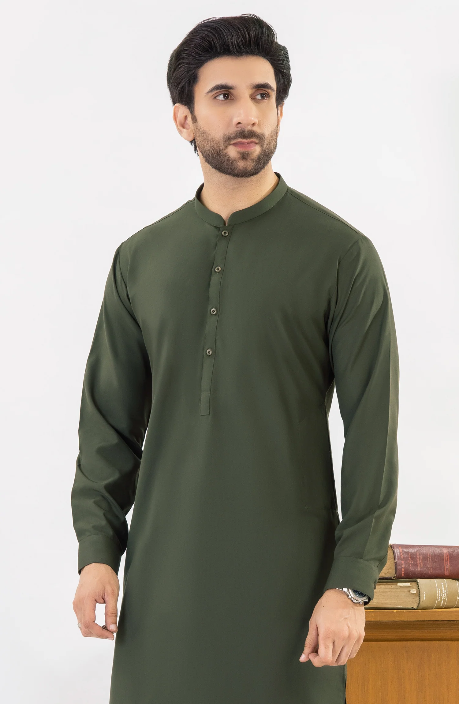 SUMMER'25 MEN KAMEEZ SHALWAR GREEN - Image 2