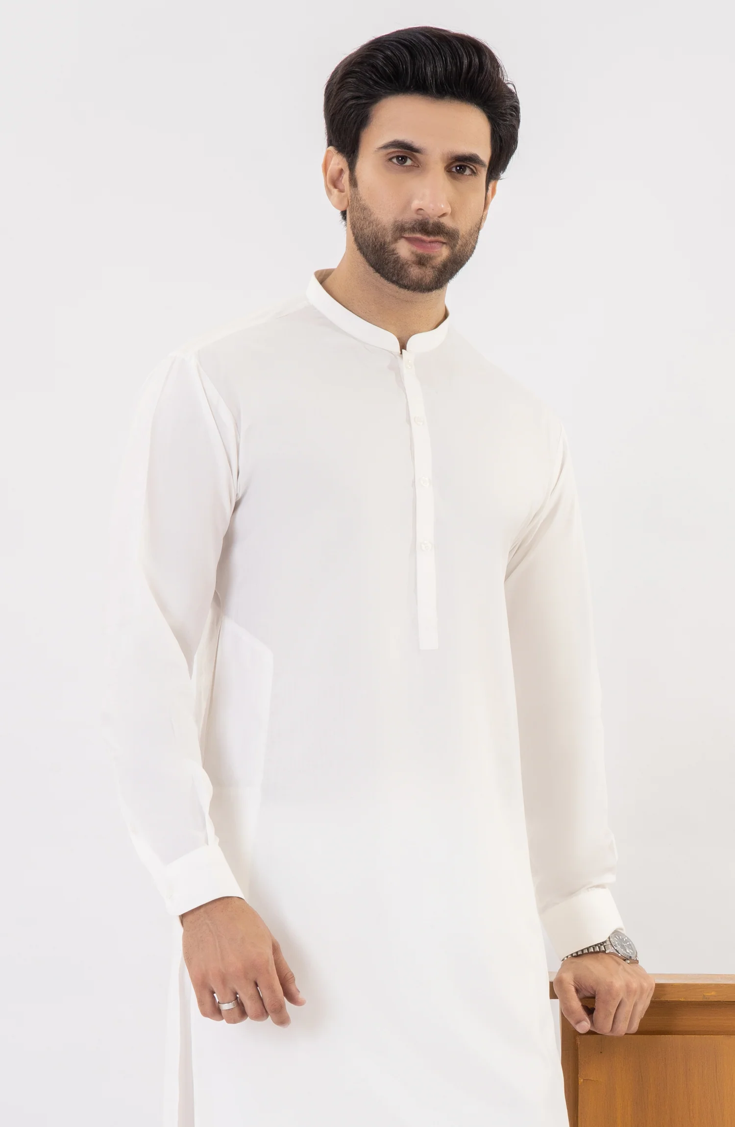 SUMMER'25 MEN KAMEEZ SHALWAR OFF WHITE - Image 2