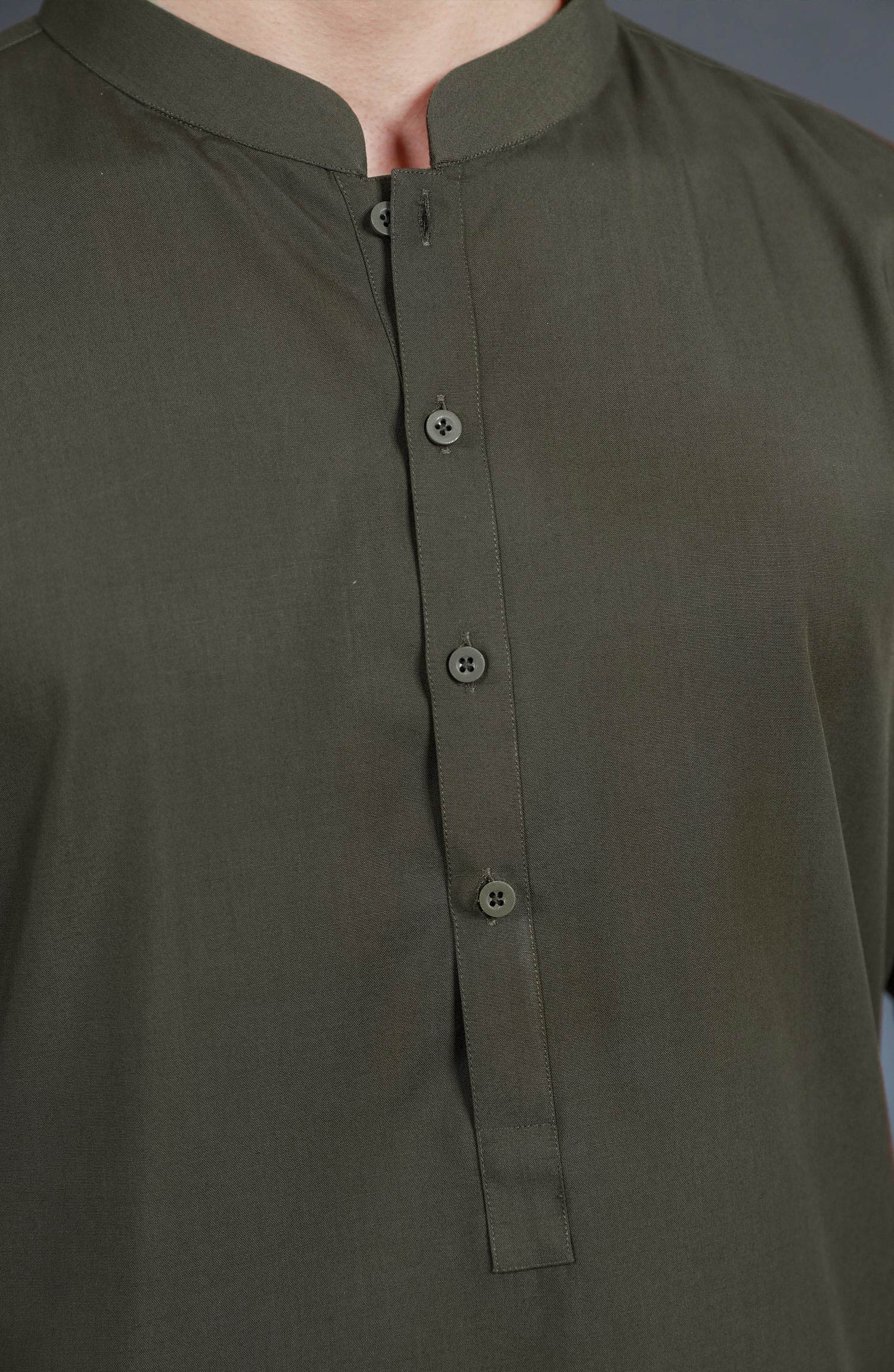 SUMMER'25 MEN KAMEEZ SHALWAR OLIVE - Image 2