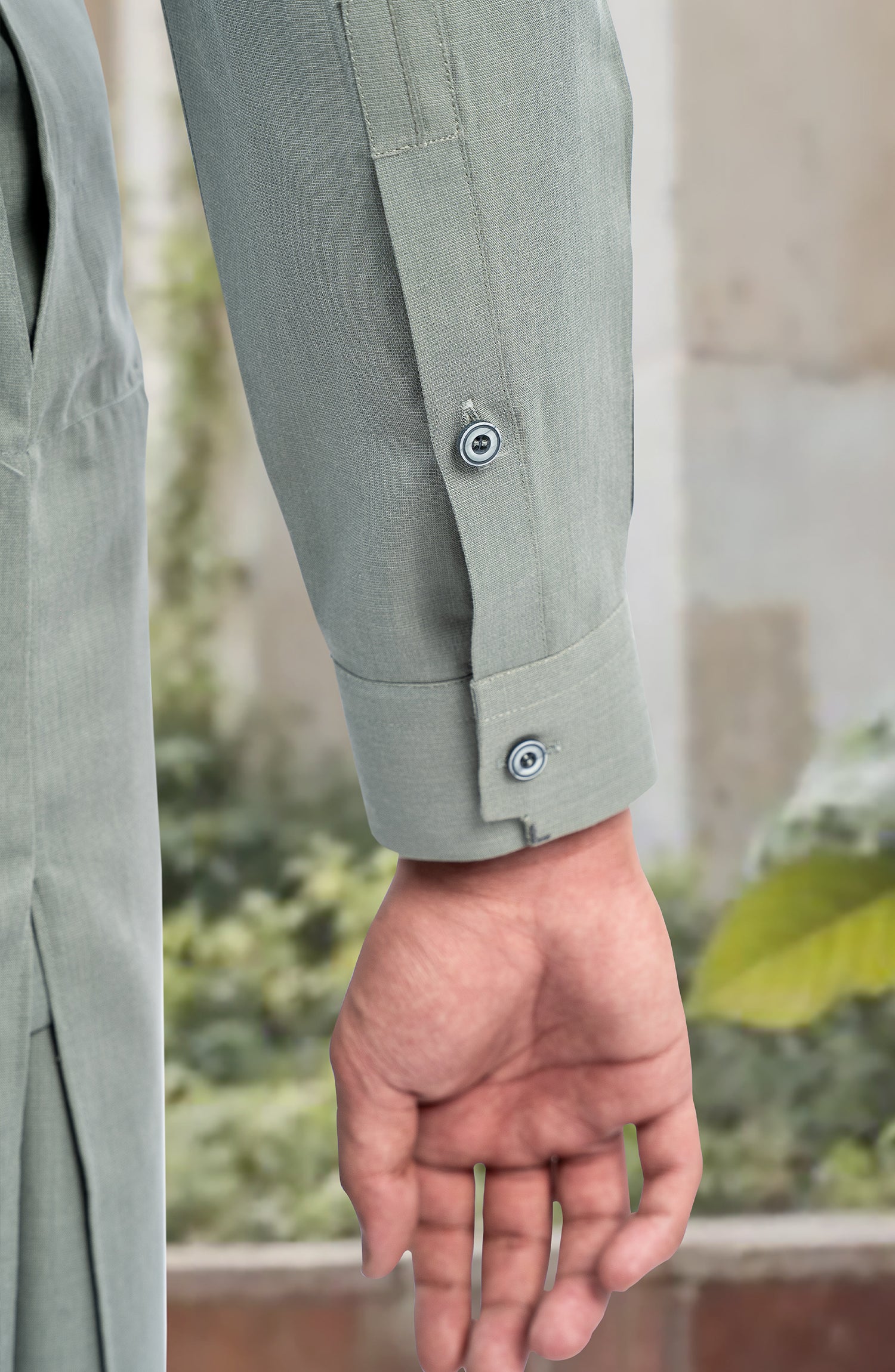 SAGE GREEN BLENDED KAMEEZ SHALWAR - Image 4