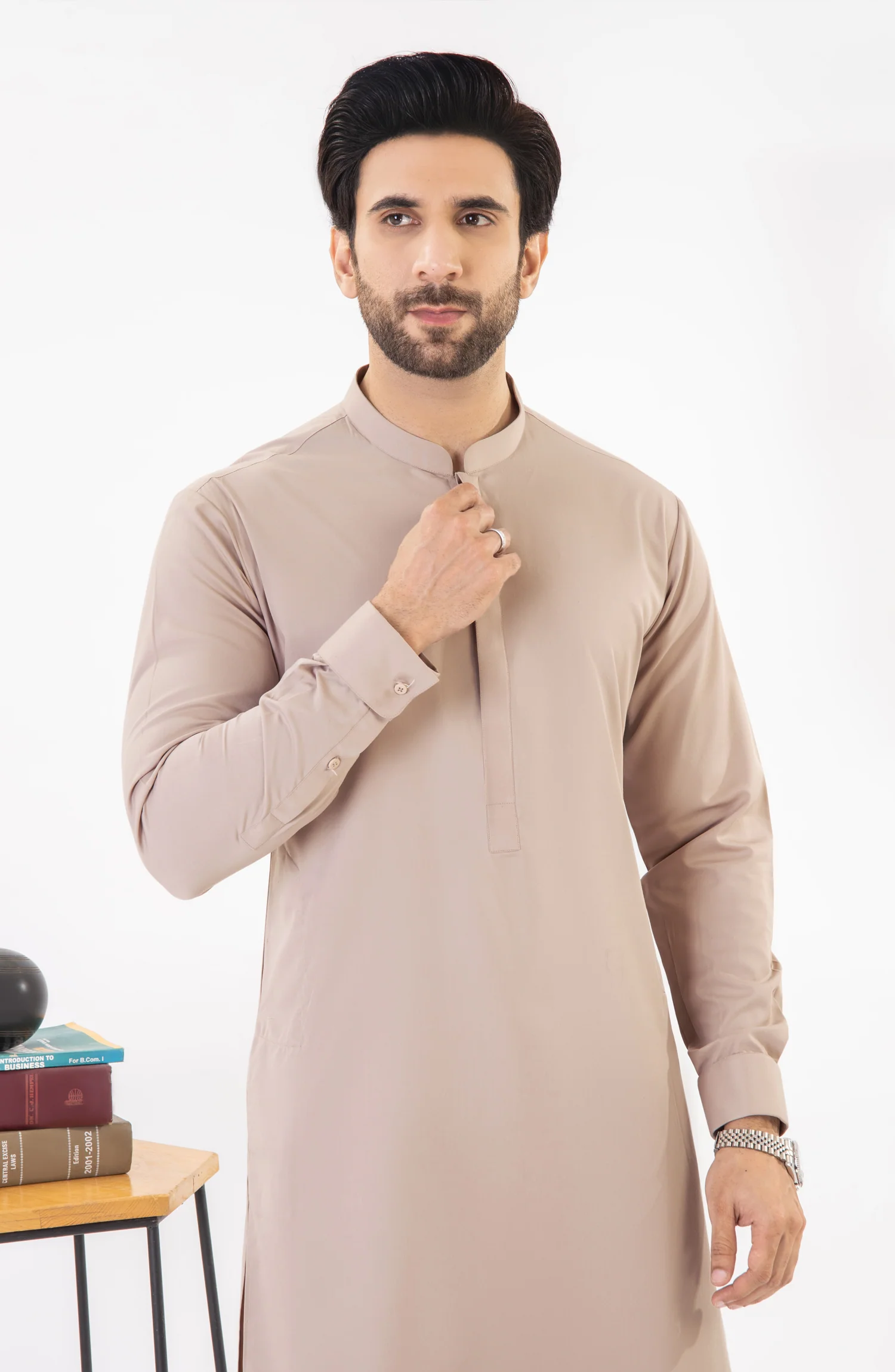 TAN BLENDED KAMEEZ SHALWAR - Image 2