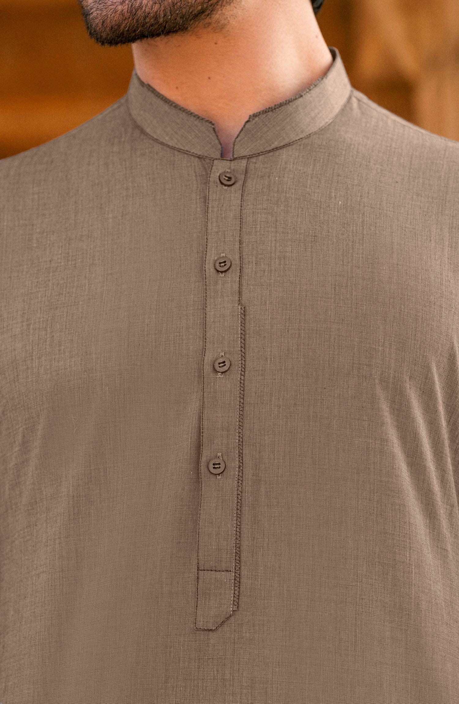 TEA BROWN CHAMBRAY KAMEEZ SHALWAR - Image 4