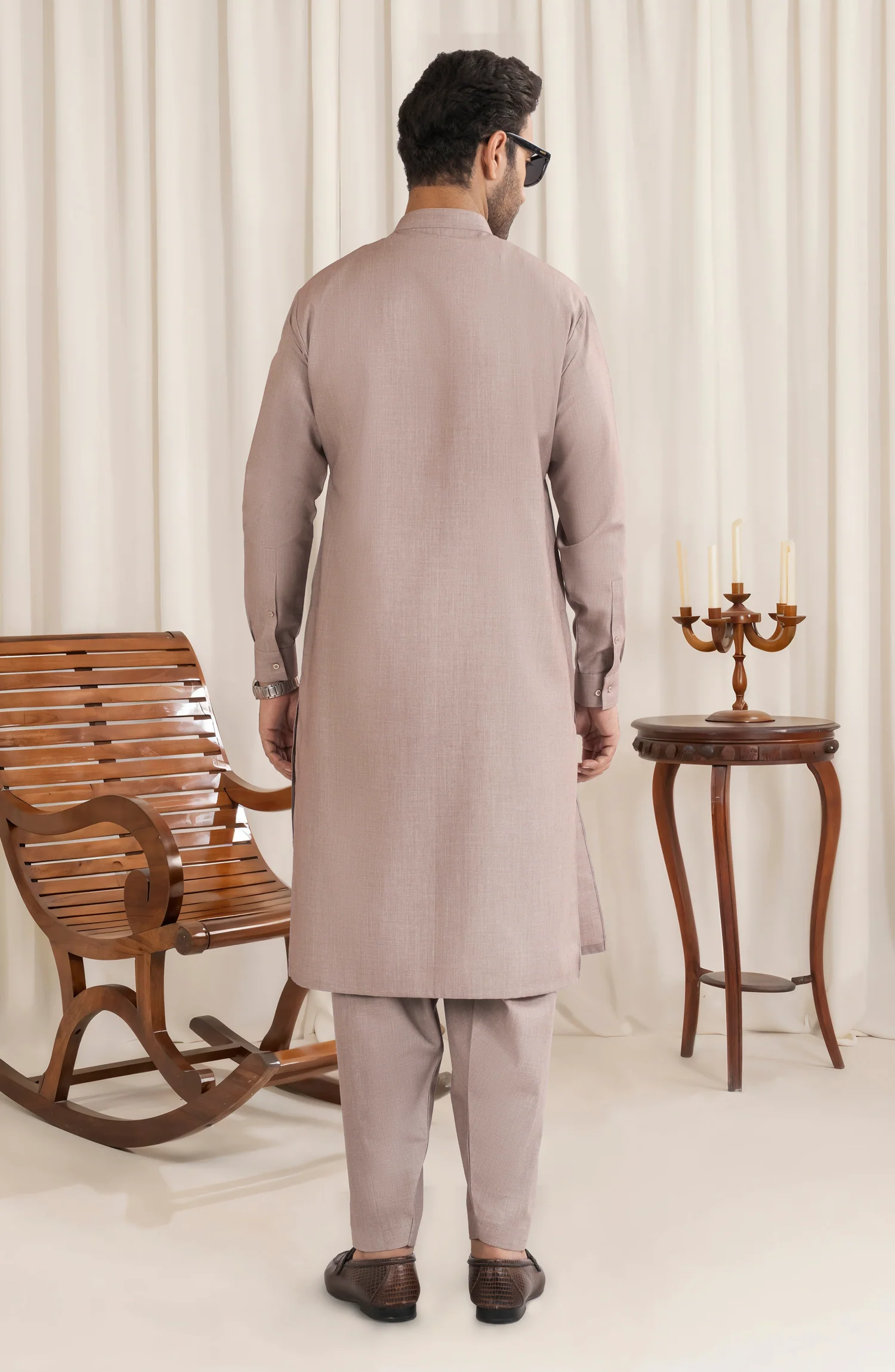 TEA-PINK BLENDED KAMEEZ SHALWAR - Image 5