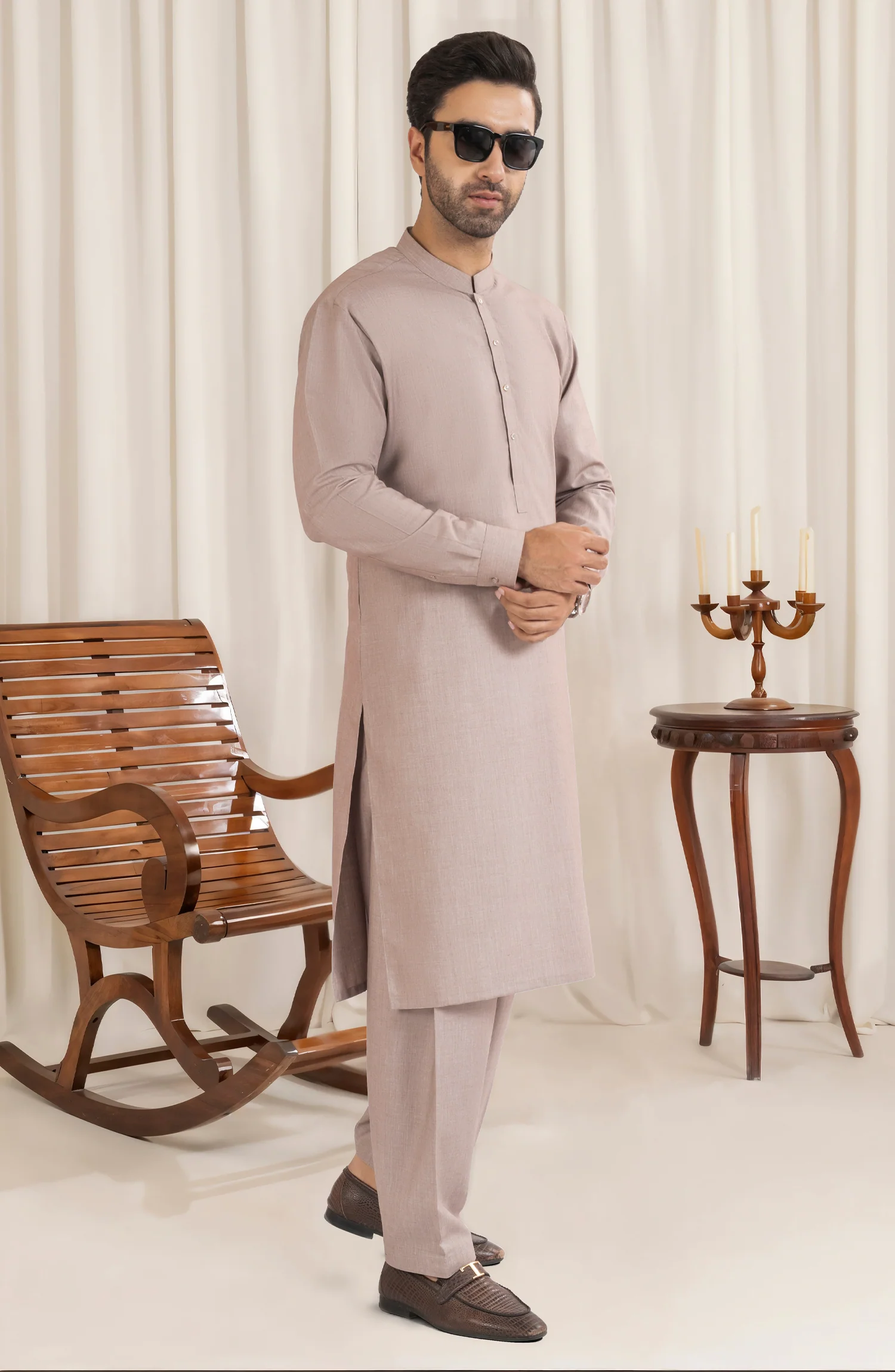 TEA-PINK BLENDED KAMEEZ SHALWAR - Image 6