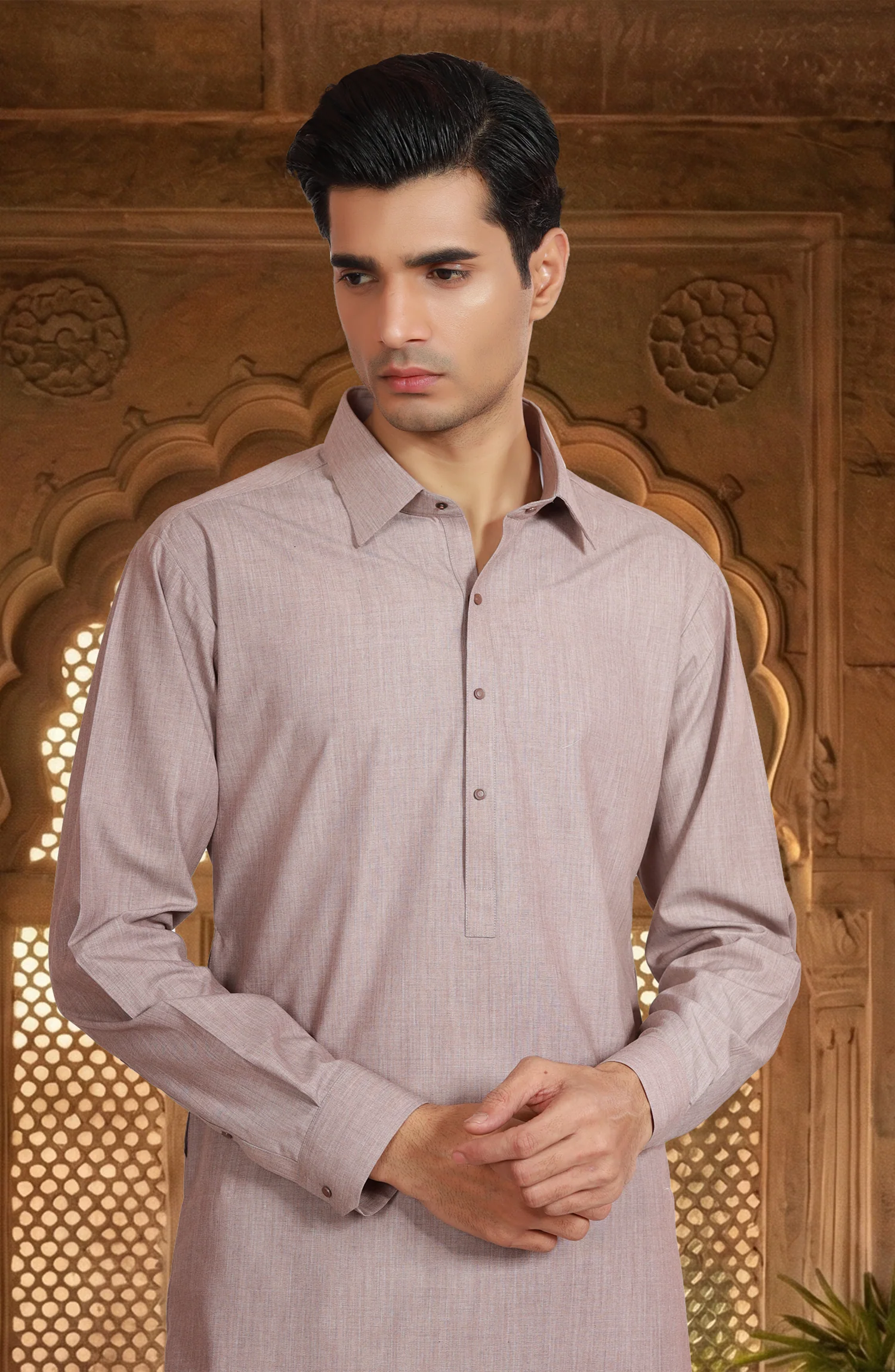 TEA-PINK BLENDED KAMEEZ SHALWAR - Image 2