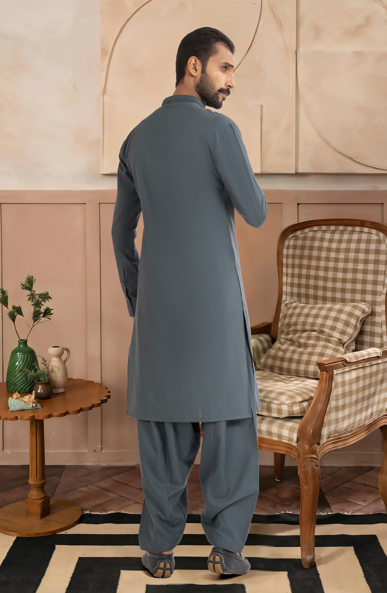 TEAL BLENDED KAMEEZ SHALWAR - Image 6