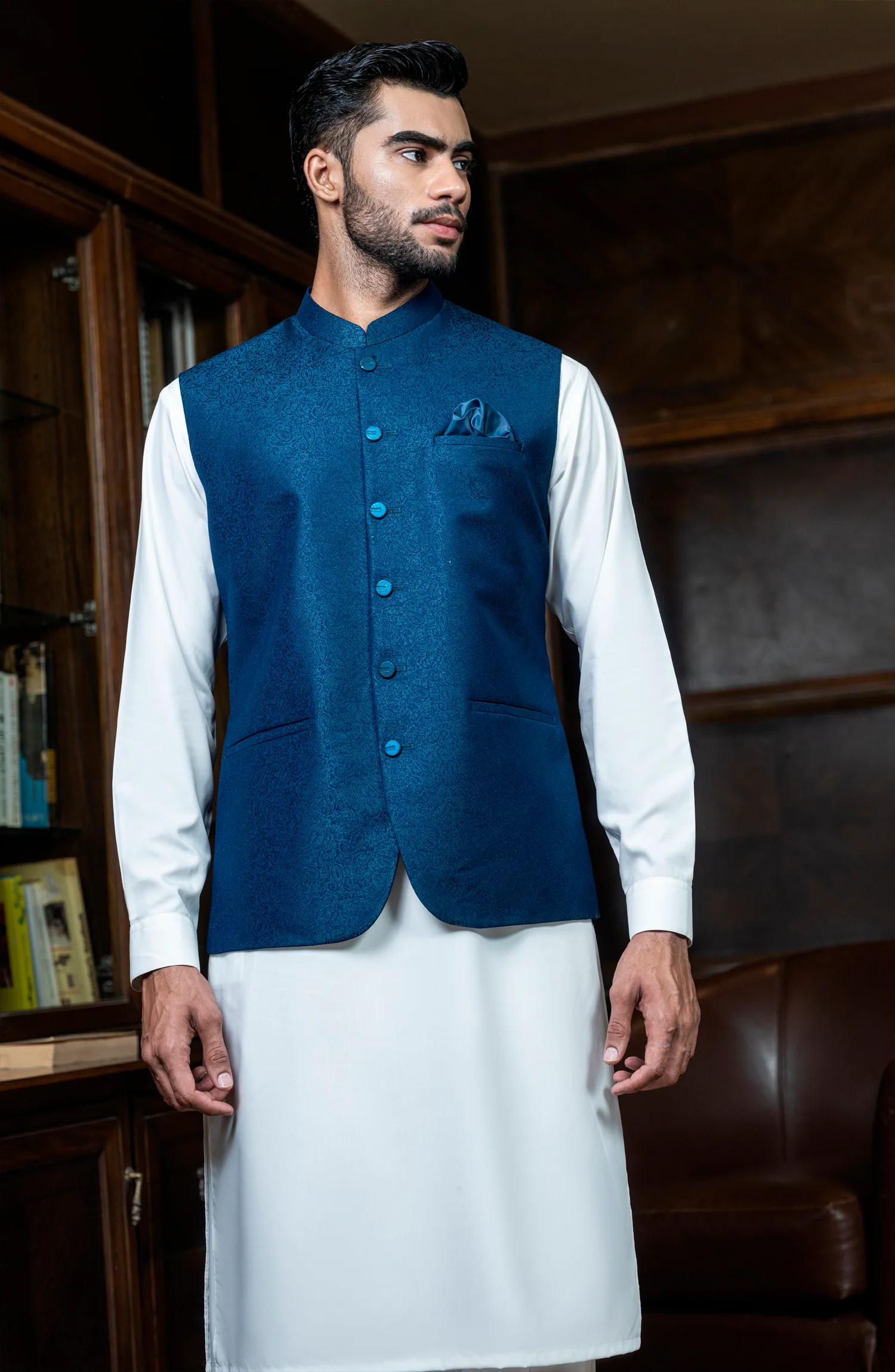 TEAL BLENDED WAISTCOAT - Image 3
