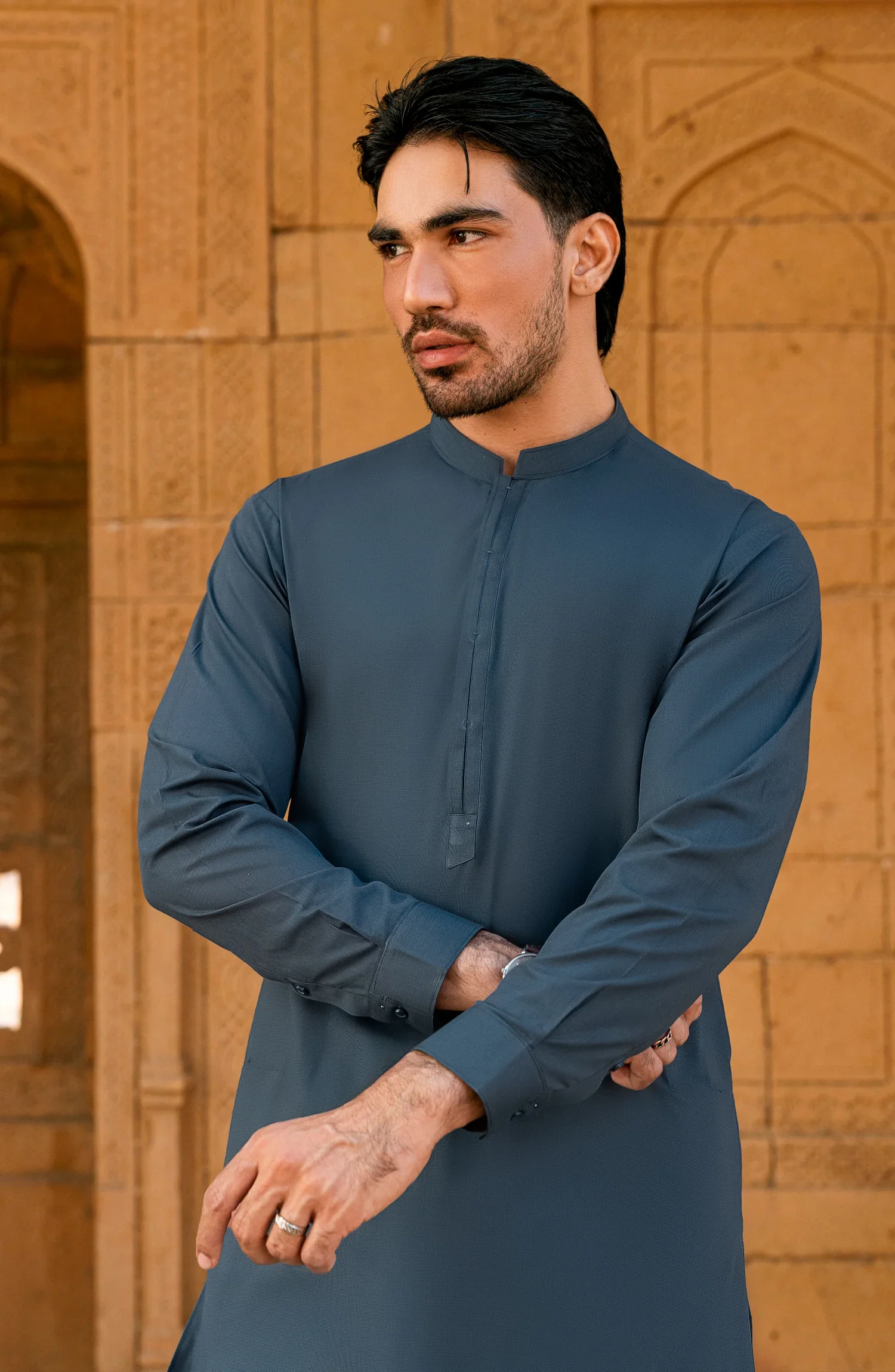 TEAL BLUE KURTA PAJAMA - Image 4