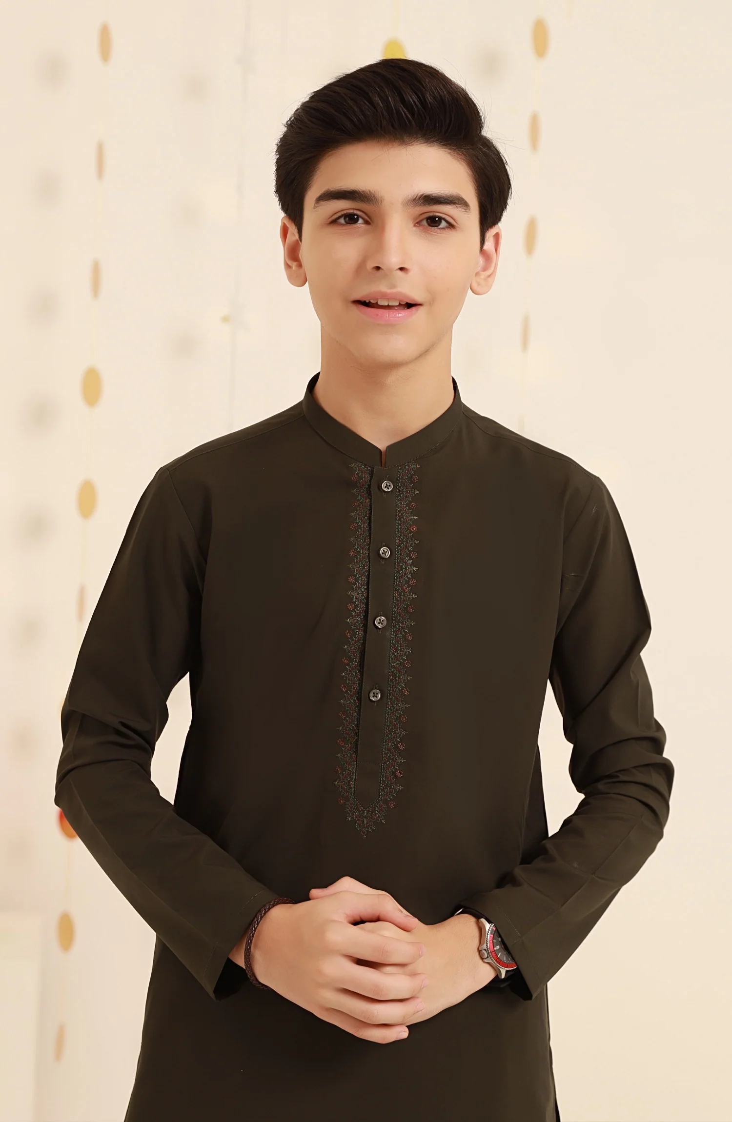 TEENS KAMEEZ SHALWAR OLIVE GREEN - Image 3