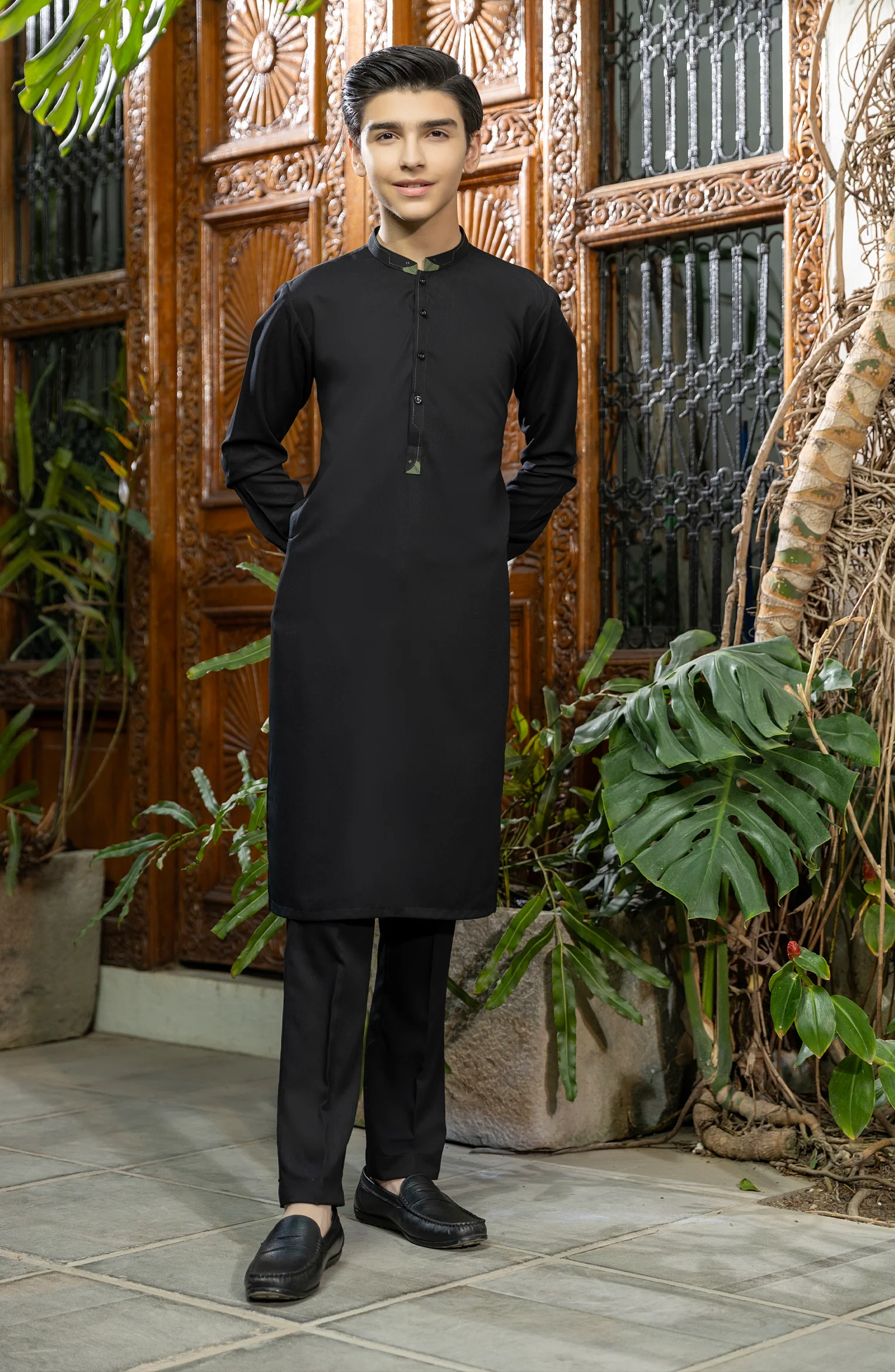 TEENS KURTA PAJAMA BLACK - Image 2