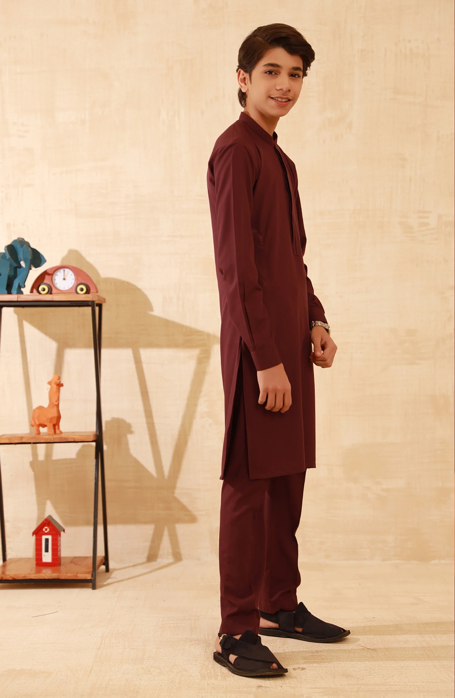 TEENS KURTA PAJAMA BURGUNDY - Image 3