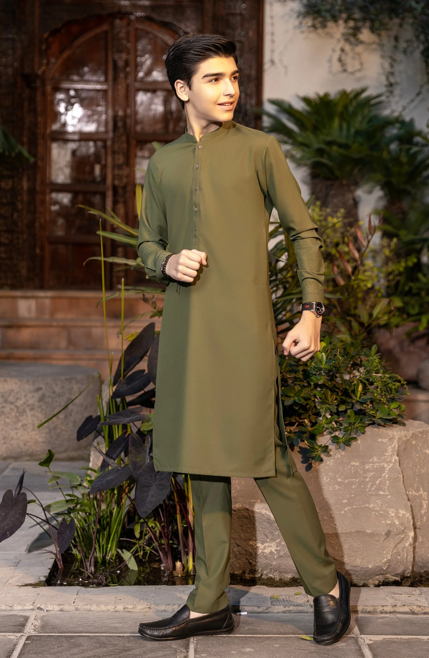 TEENS KURTA PAJAMA GREEN - Image 2