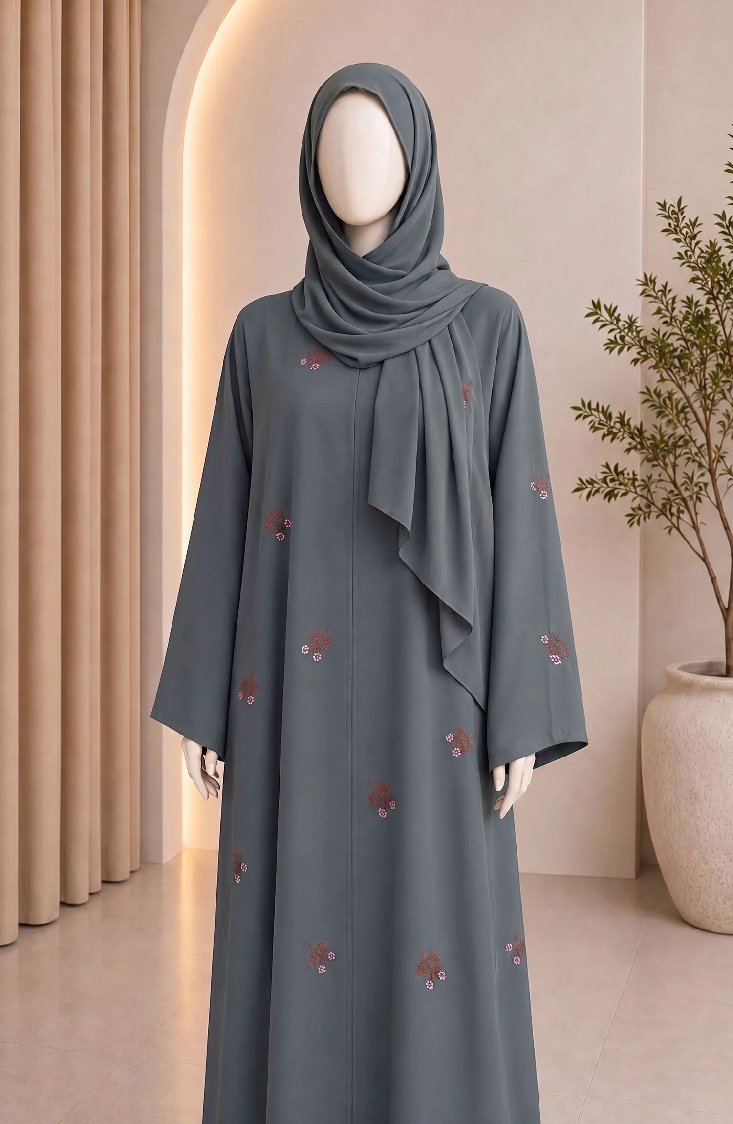 TURQUOISE FORMAL FESTIVE ABAYA - Image 4