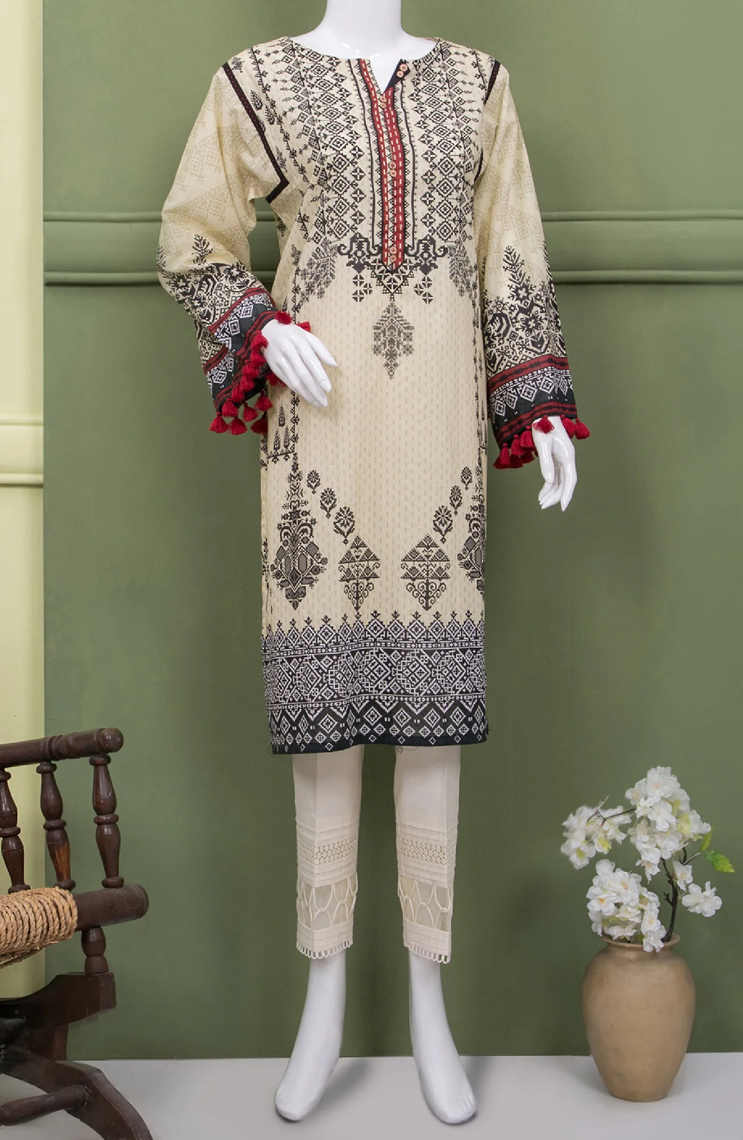 UKRAINE GREY LAWN PRINTED 1PC STITCH KURTI