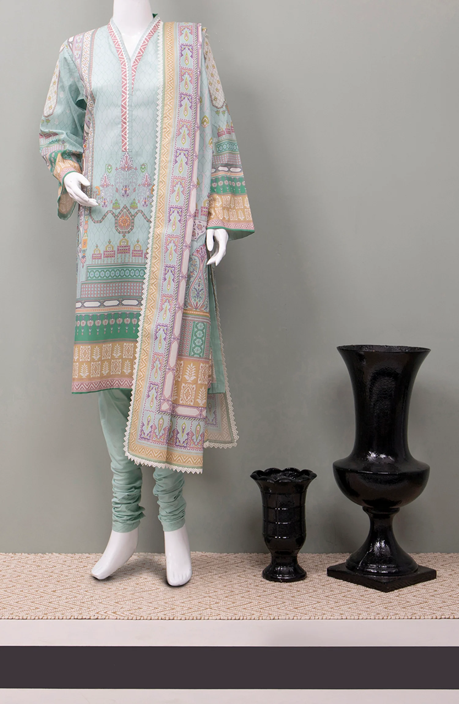 URBAN MOTIF LAWN PRINTED 3PC