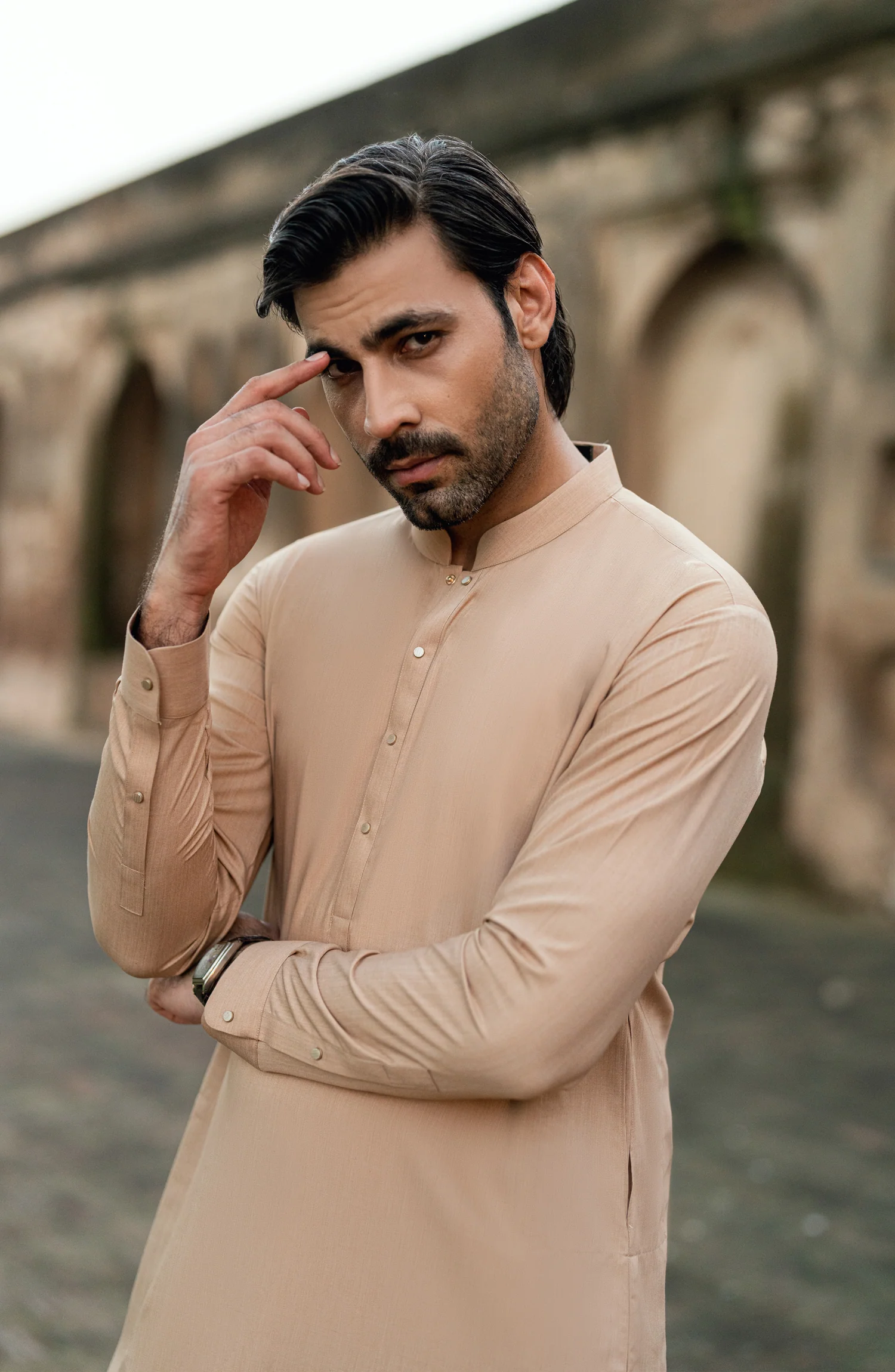 VINTAGE-GOLD BLENDED KAMEEZ SHALWAR - Image 2