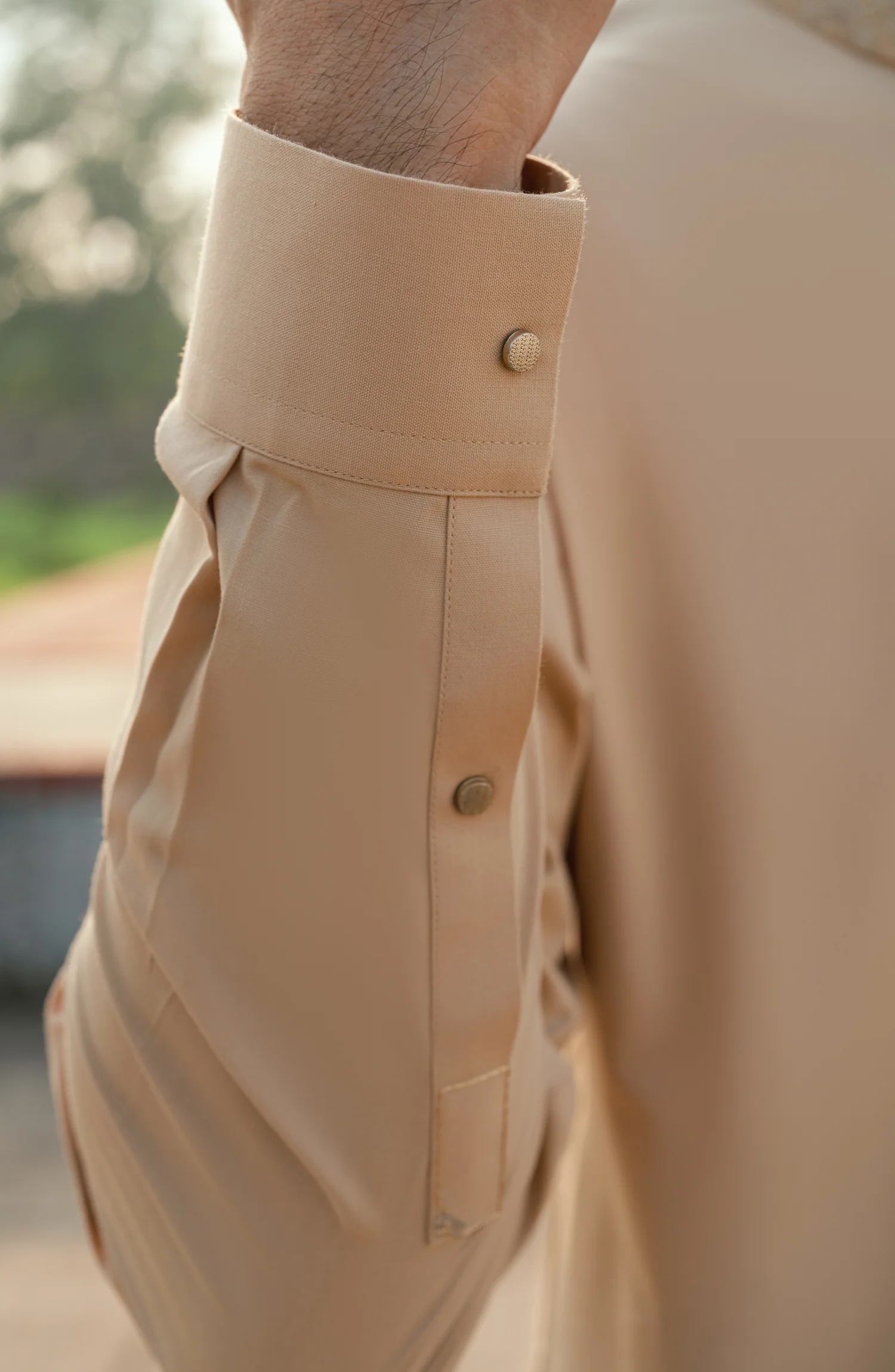 WHEATISH EMBROIDERED BLENDED KAMEEZ SHALWAR - Image 3