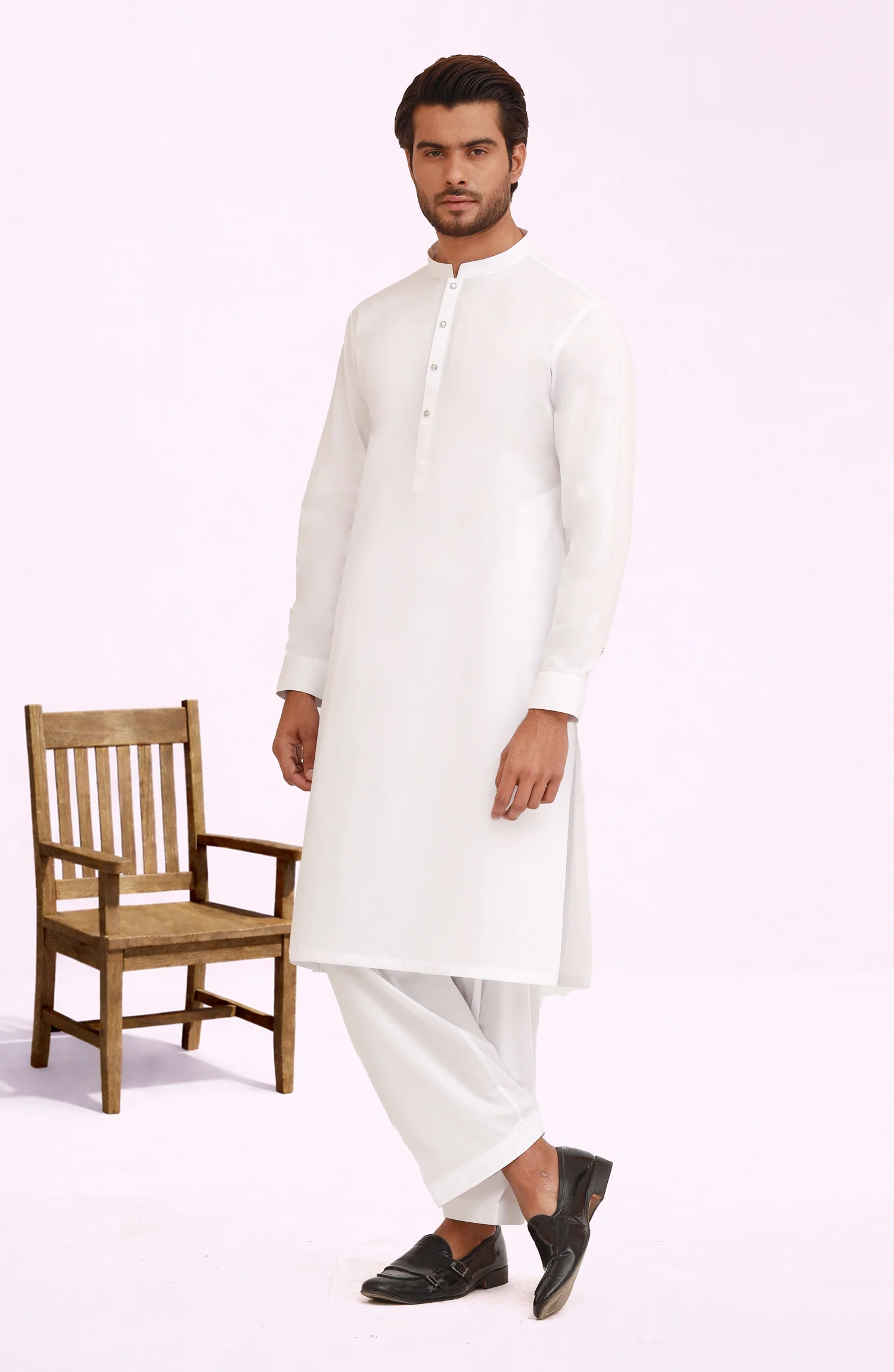 WHITE 100% COTTON KAMEEZ SHALWAR