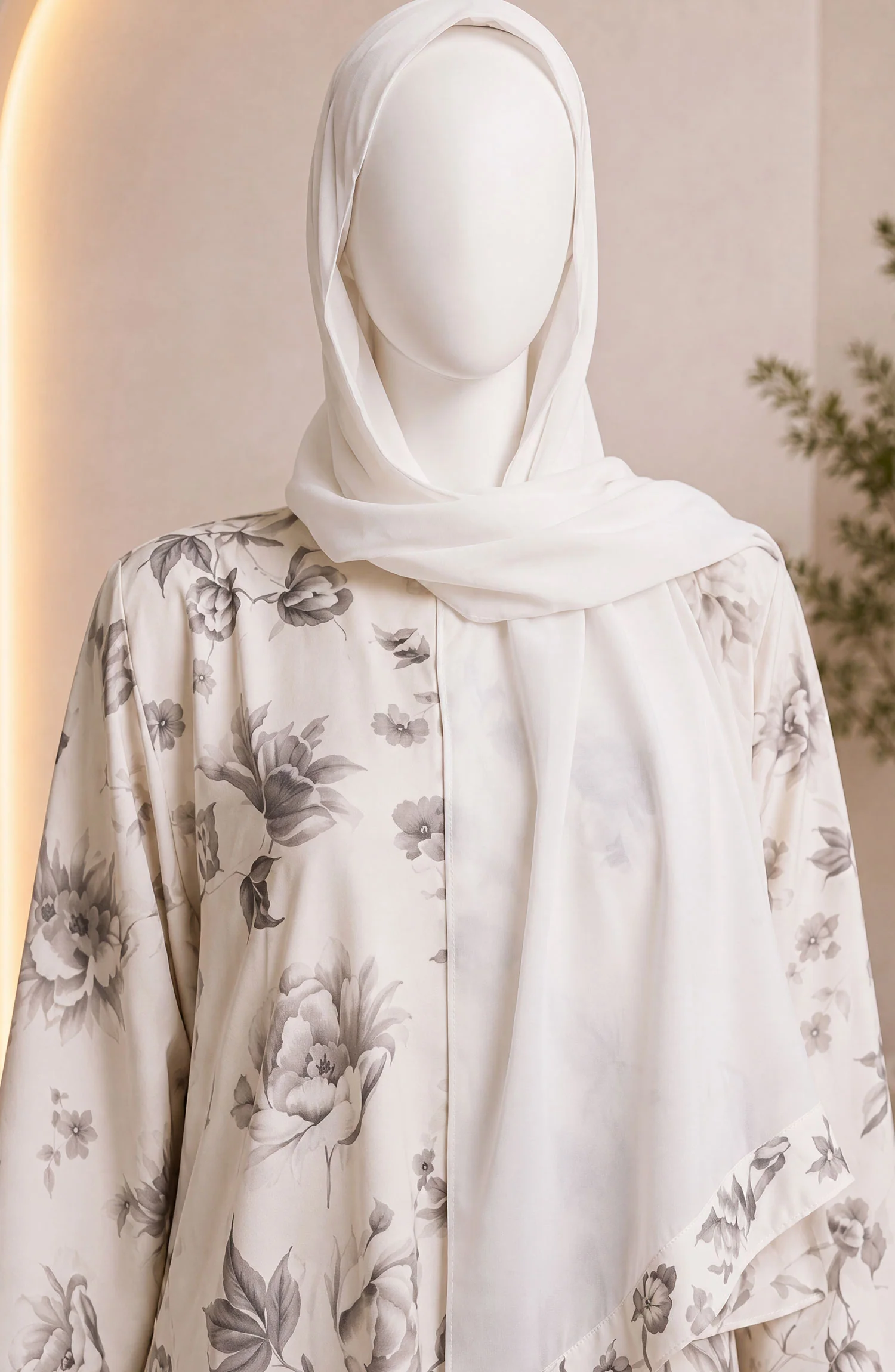 WHITE PRINTED ABAYA - Image 2