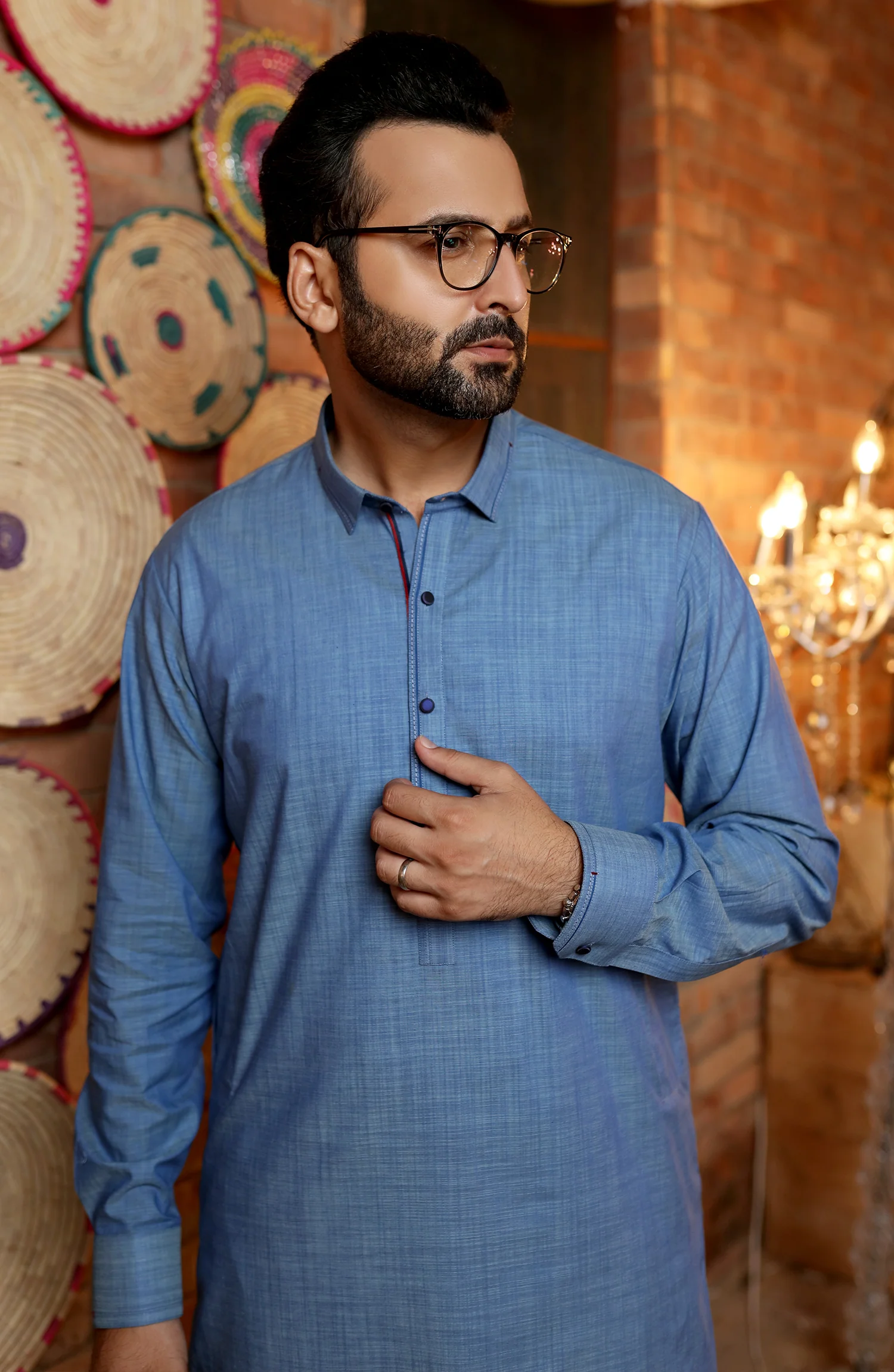 MEN KAMEEZ SHALWAR FORMAL BLUE - Image 3
