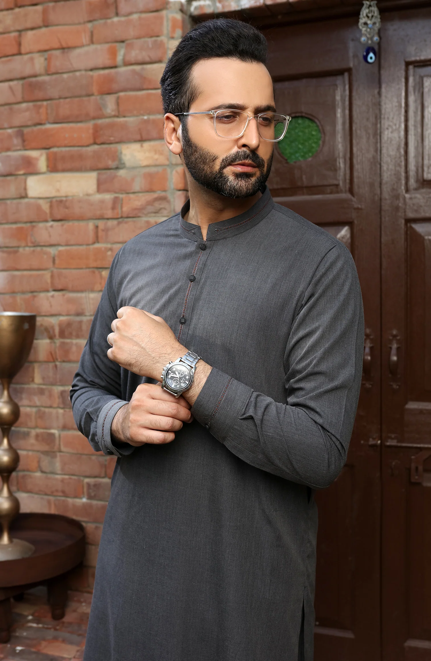 MEN KAMEEZ SHALWAR FORMAL CHARCOAL - Image 3