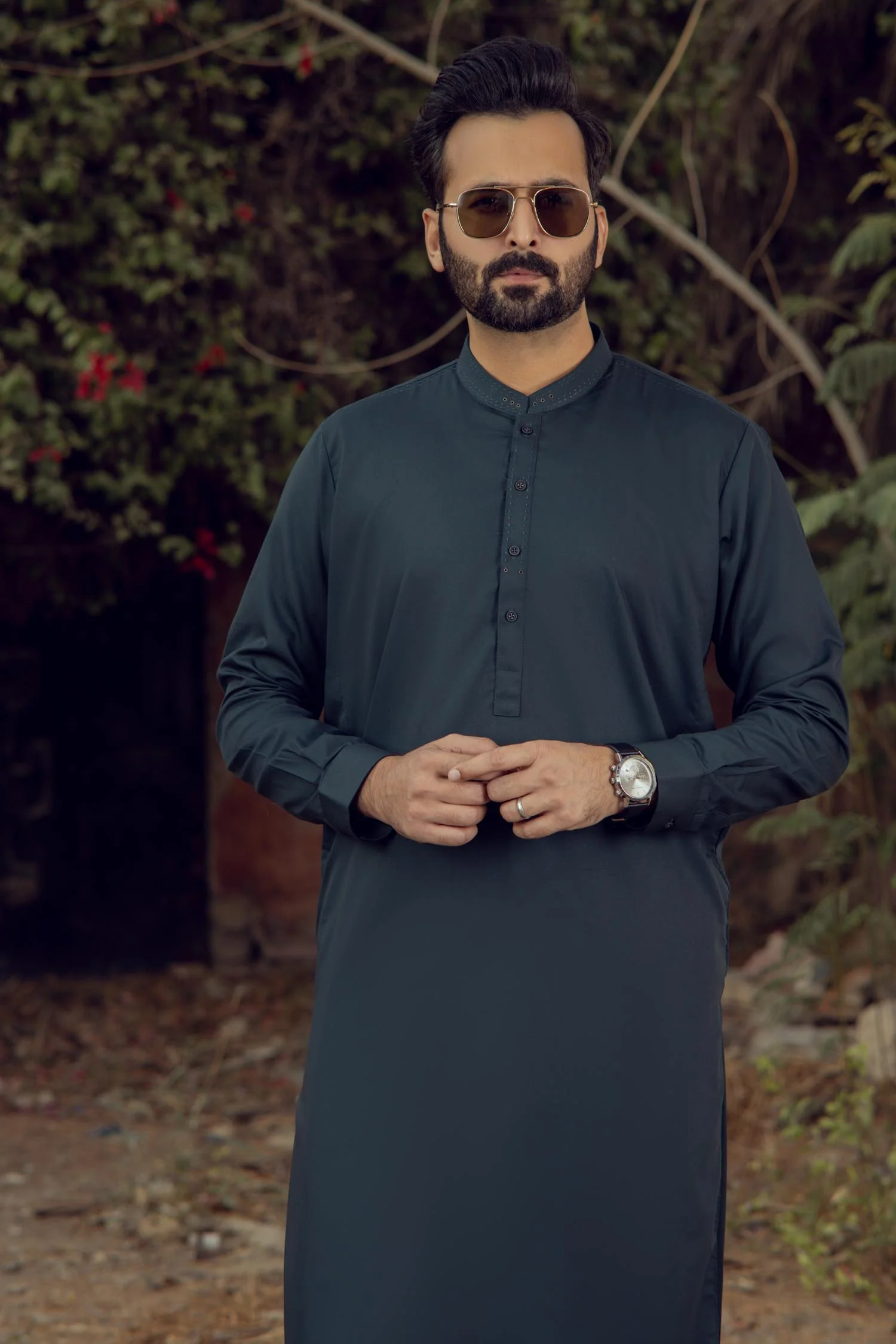 MEN KAMEEZ SHALWAR SEMI FORMAL GREEN - Image 4