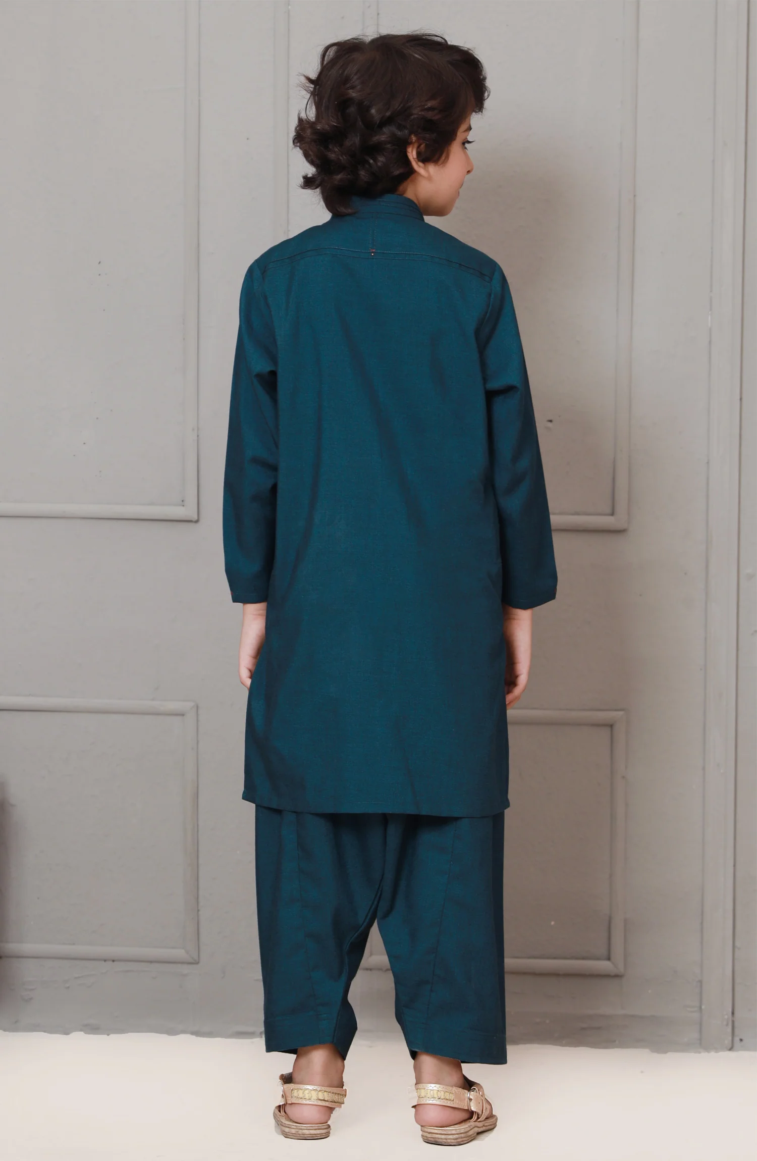 WINTER'22 BOYS SEMI FORMAL KAMEEZ SHALWAR TURQUOISE - Image 3
