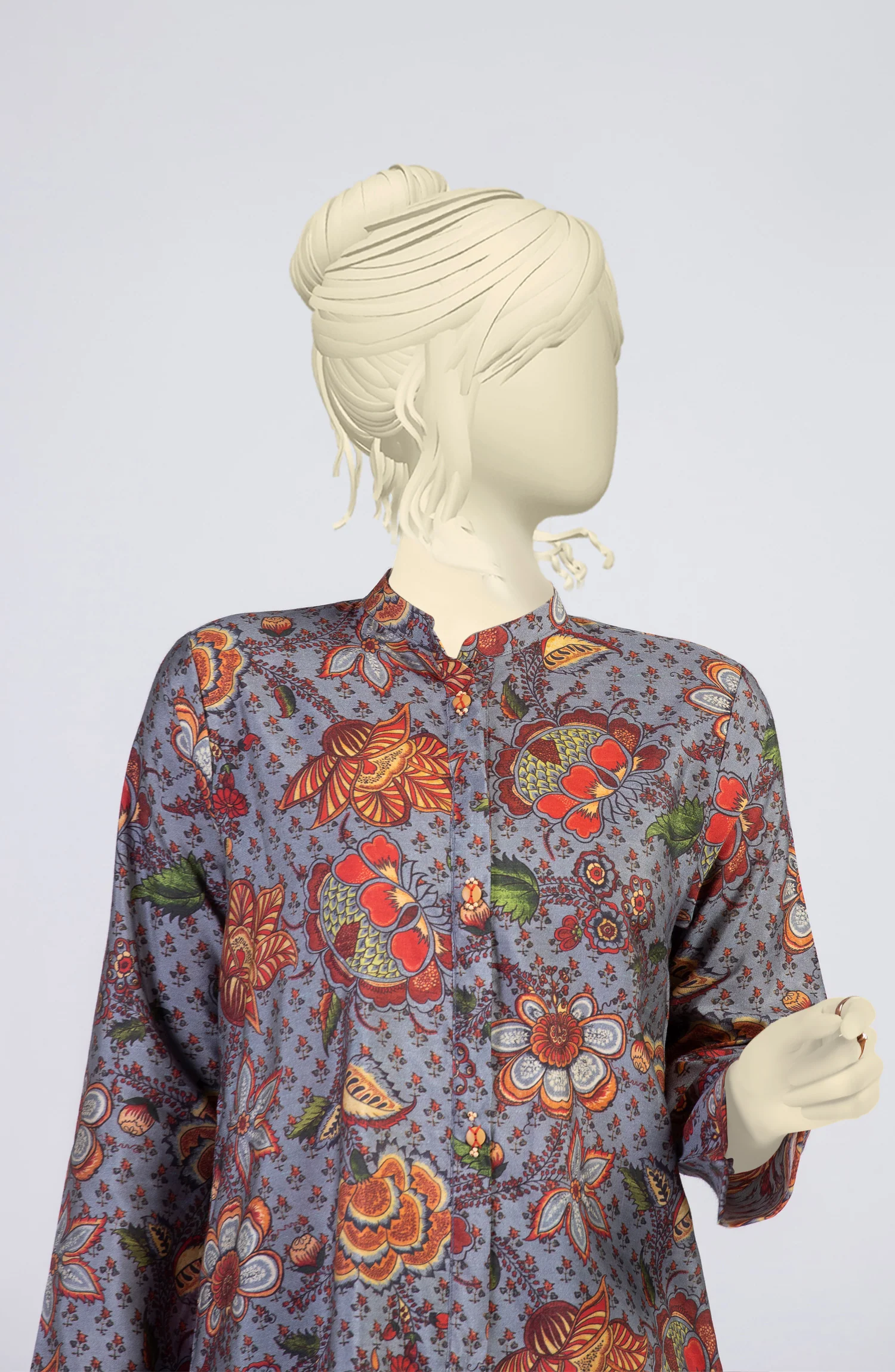 WINTER'22 CHINOISERIE IMPRESSION STITCHED 1PC KURTI - Image 2