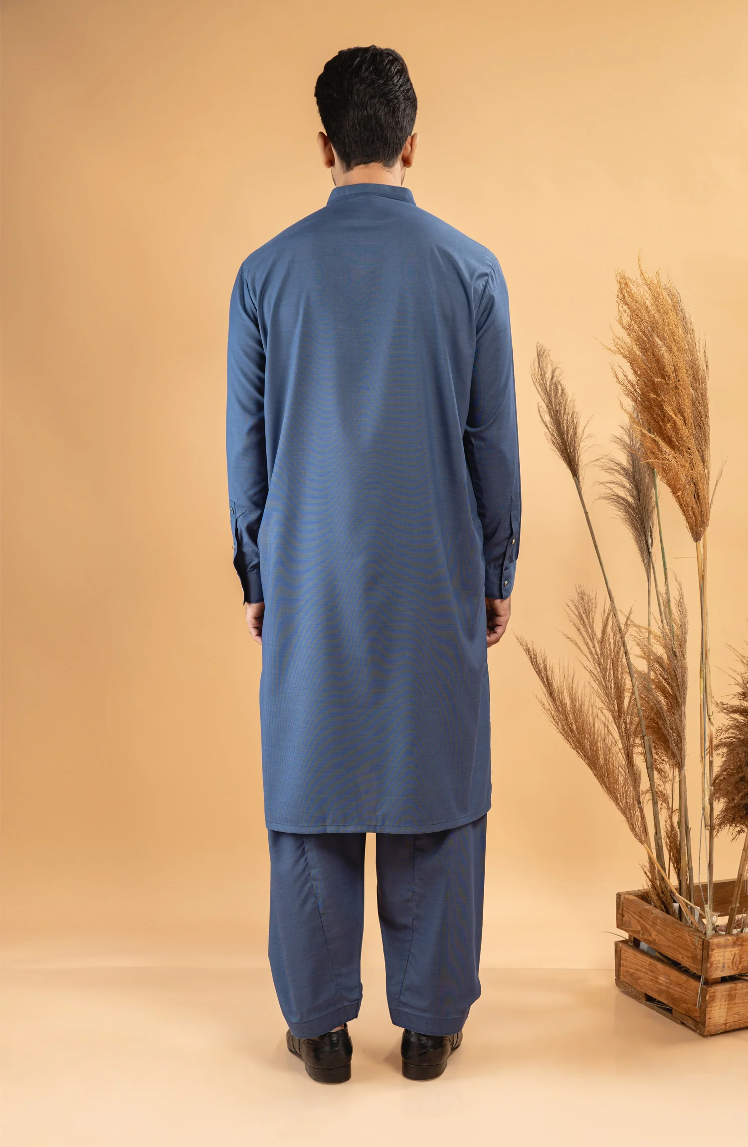 WINTER'22 MEN KAMEEZ SHALWAR CASUAL BLUE - Image 2