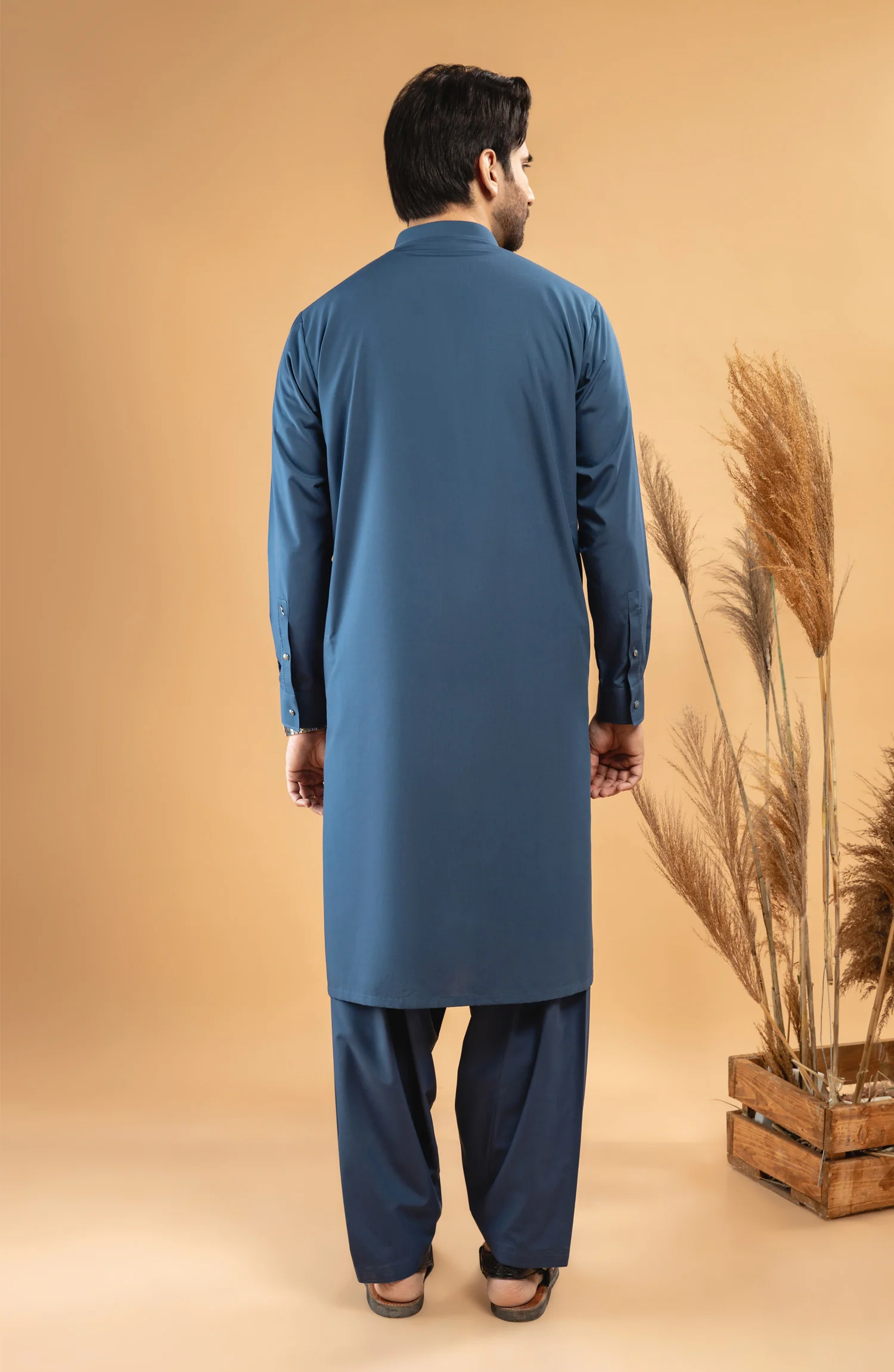 WINTER'22 MEN KAMEEZ SHALWAR CASUAL BLUE - Image 2