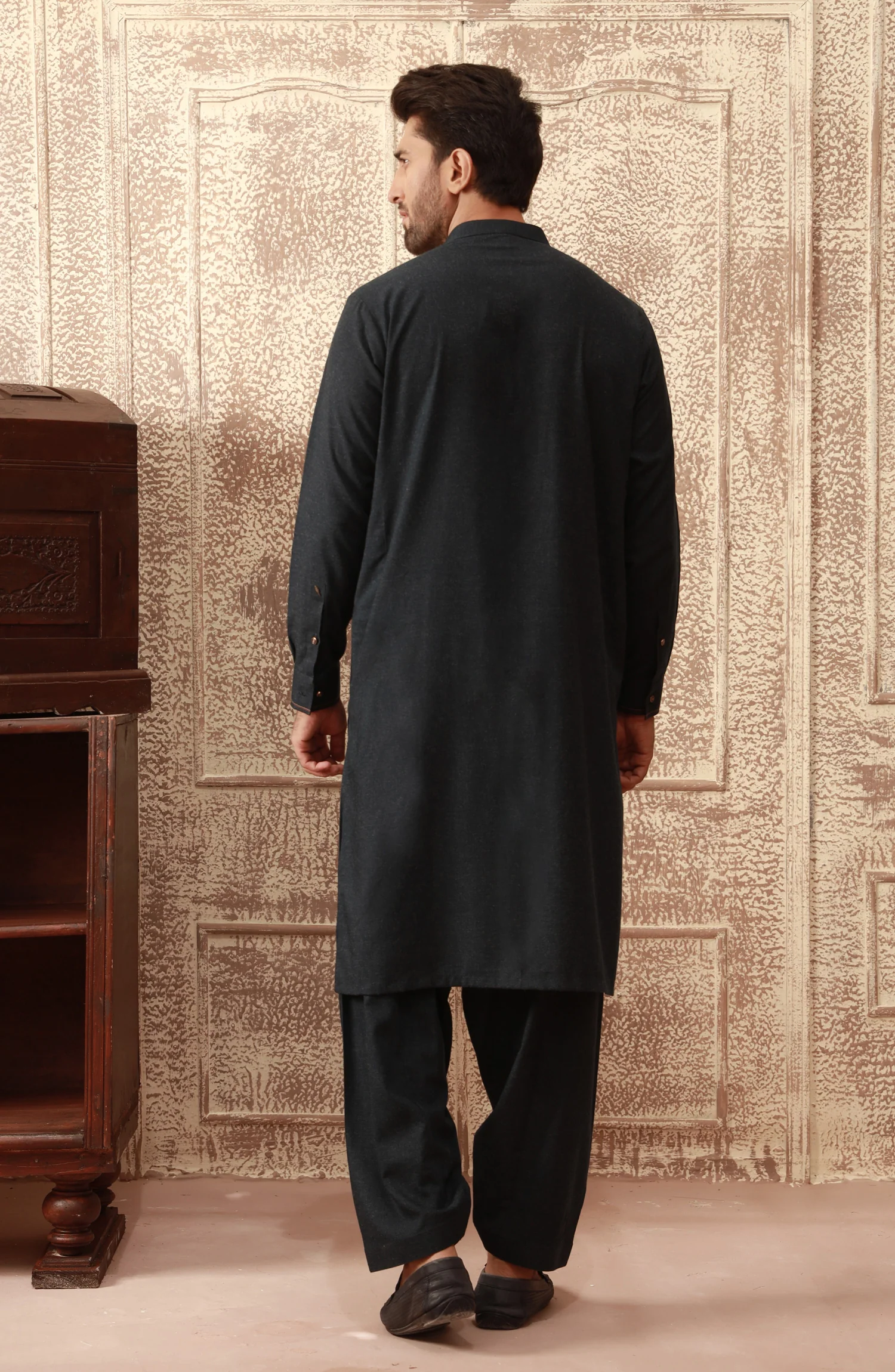 WINTER'22 MEN KAMEEZ SHALWAR CASUAL DARK BLUE - Image 2