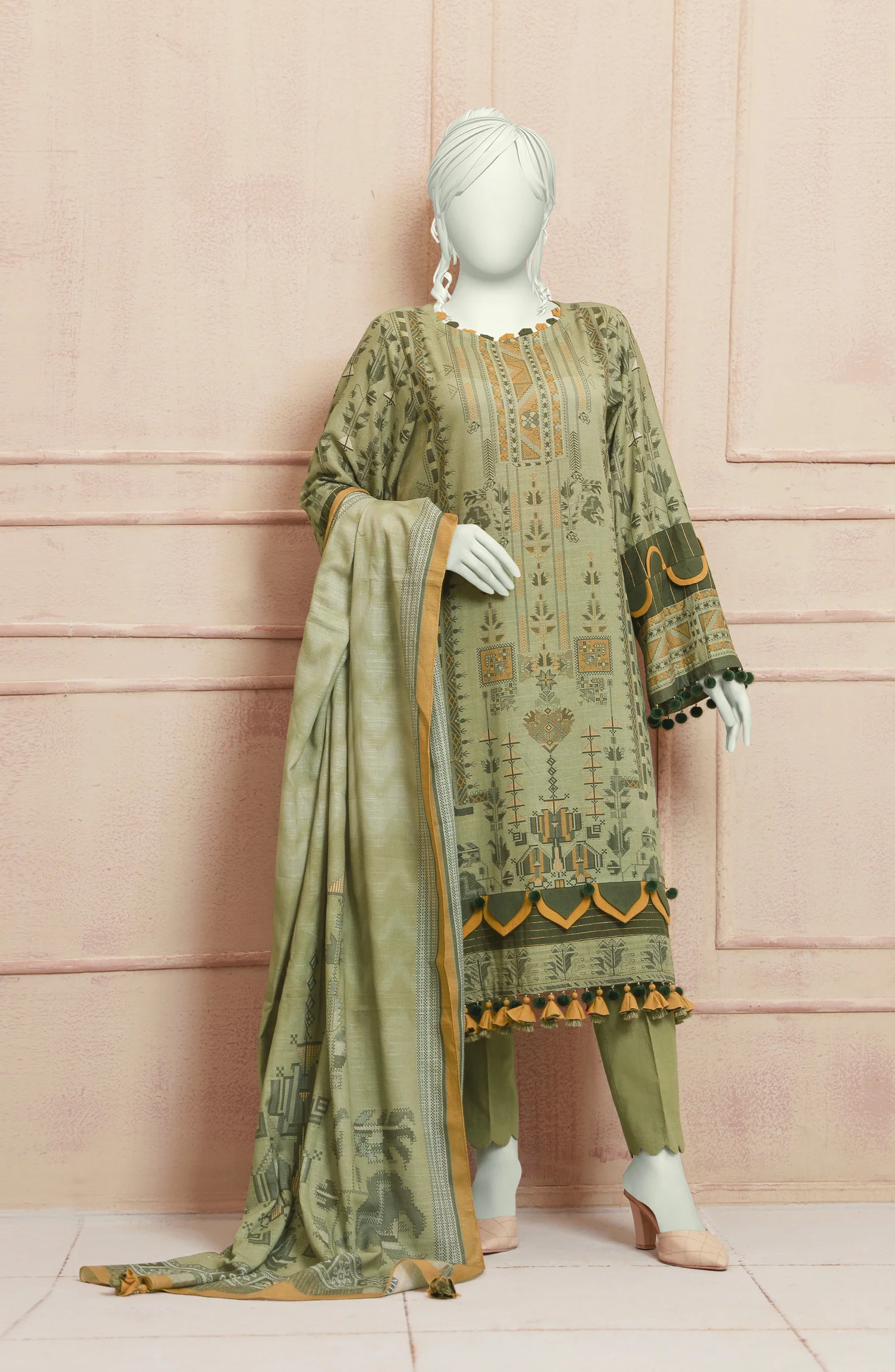 WINTER'22 MODERN VINTAGE PRINTED KHADDAR 3PC UNSTITCHED