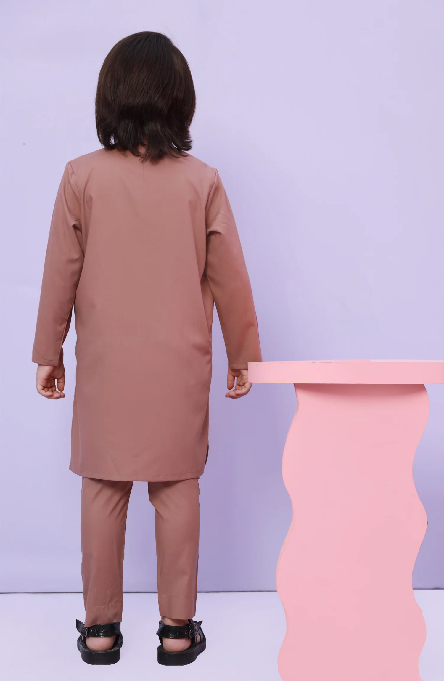 WINTER'23 BOYS CASUAL KURTA PAJAMA LIGHT MAROON - Image 3